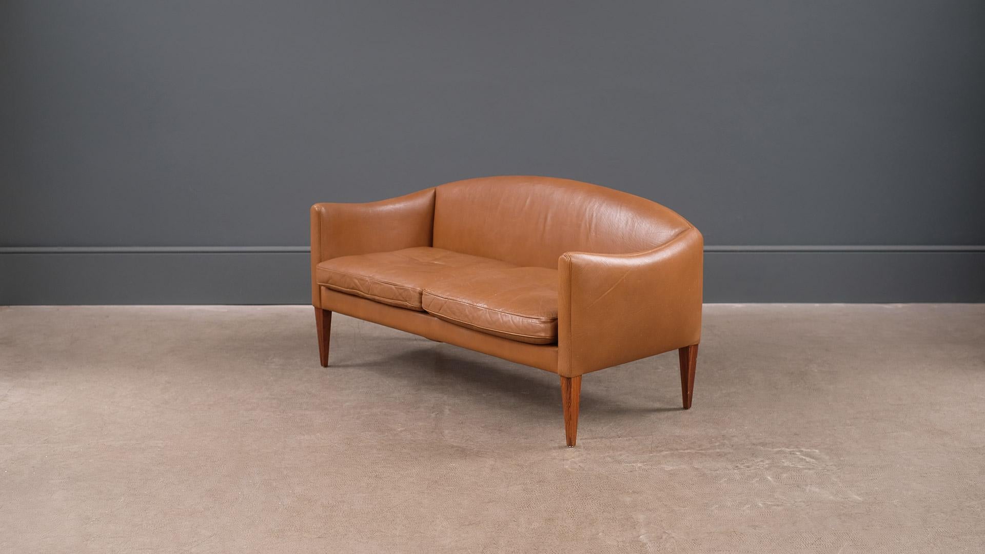 Illum Wikkelso Leather Loveseat Sofa 1