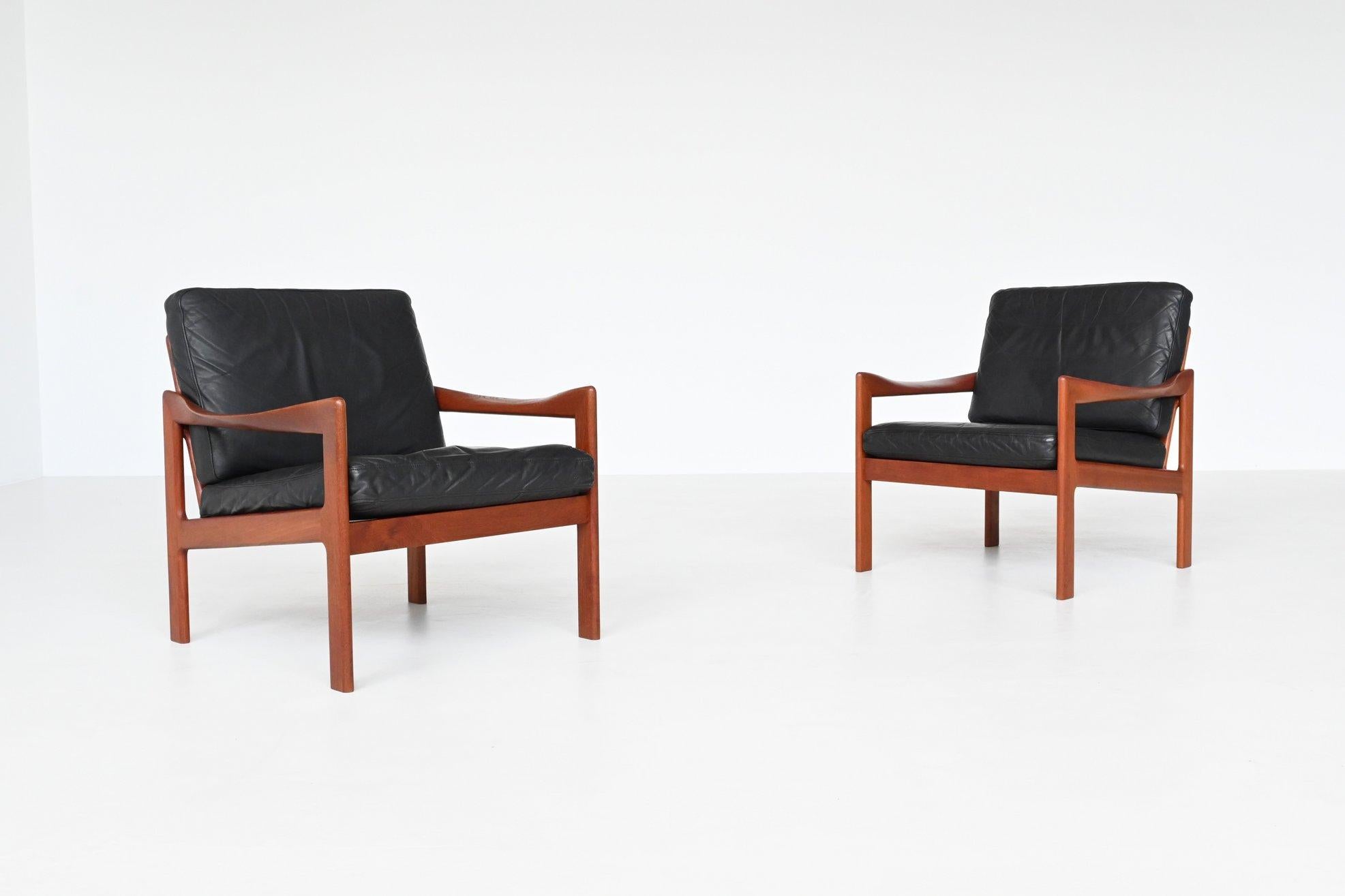 Mid-Century Modern Illum Wikkelso lounge chairs Niels Eilersen Denmark 1962