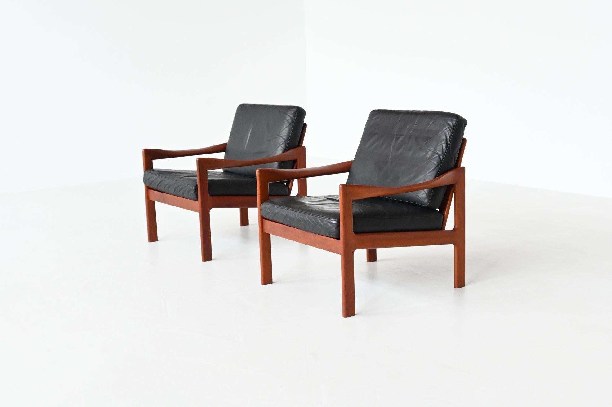 Illum Wikkelso lounge chairs Niels Eilersen Denmark 1962 2