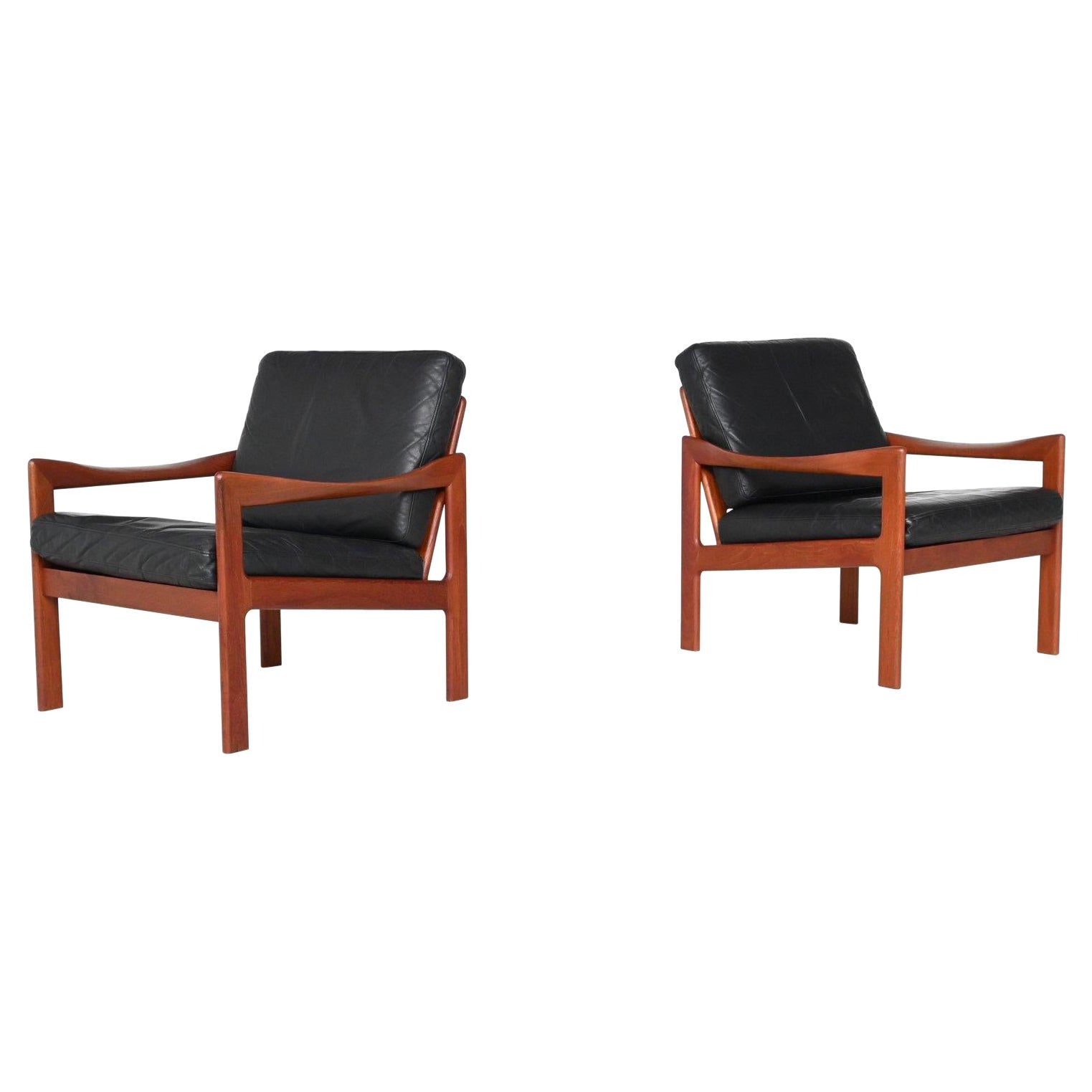 Illum Wikkelso lounge chairs Niels Eilersen Denmark 1962