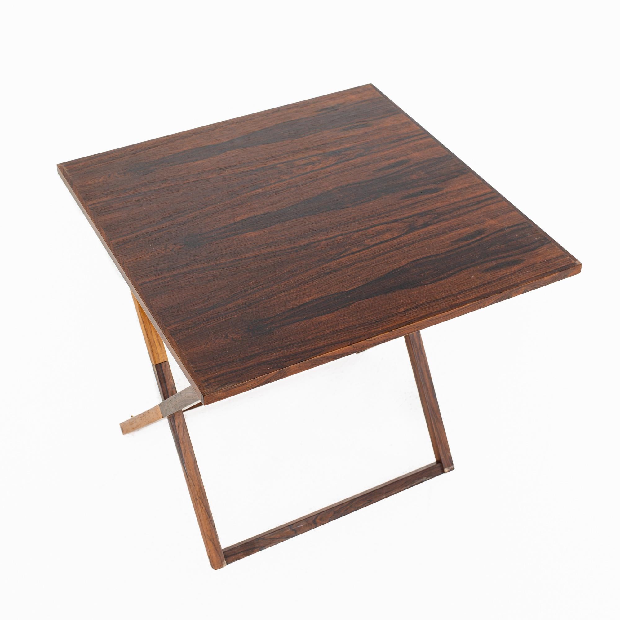 Illum Wikkelso Mid Century Rosewood Folding Snack Table Set For Sale 4