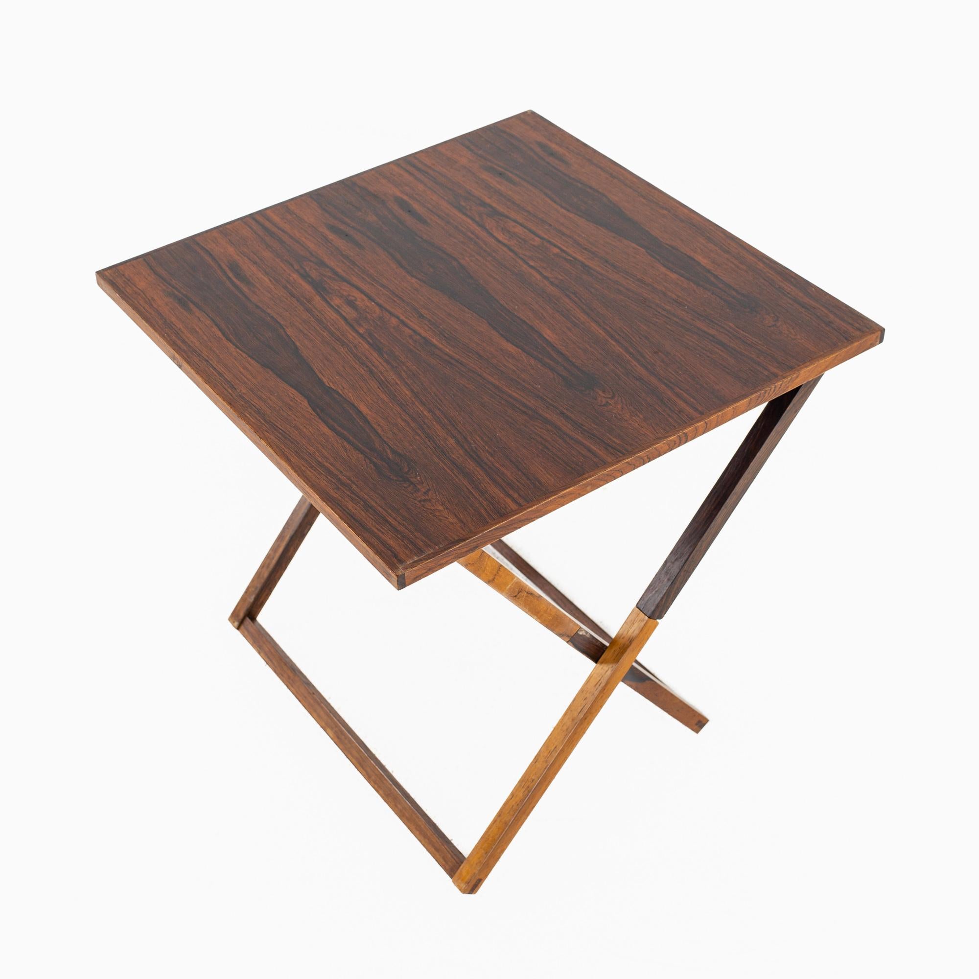 Illum Wikkelso Mid Century Rosewood Folding Snack Table Set For Sale 5