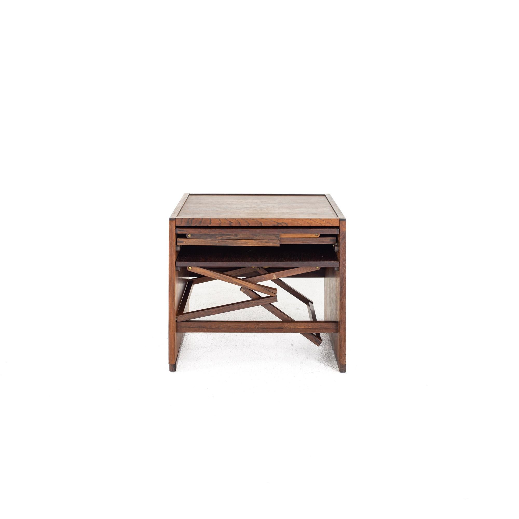 Illum Wikkelso Mid Century Rosewood Folding Snack Table Set For Sale 7