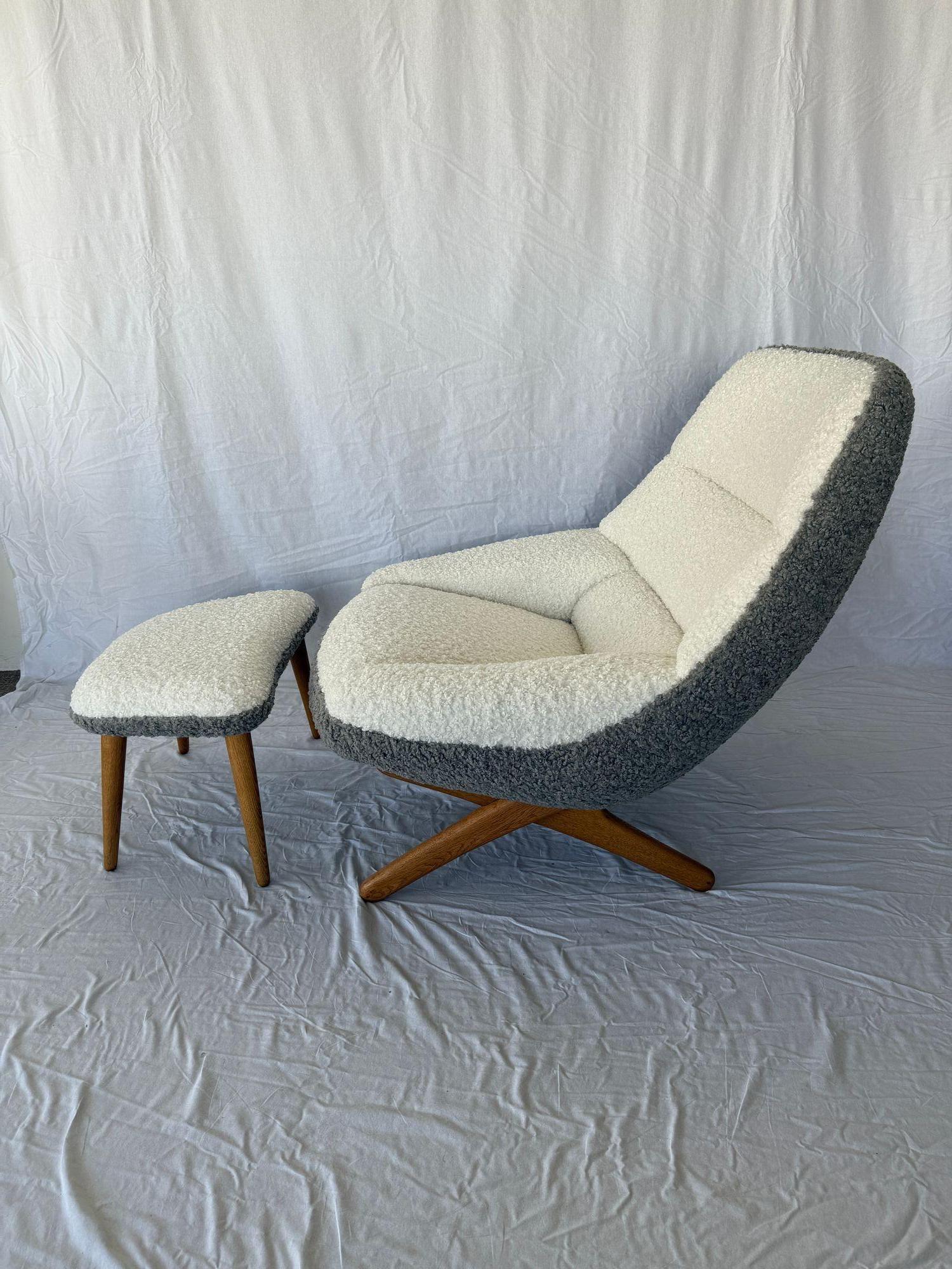 Scandinave moderne Illum Wikkelso ML-91 Chaise longue et pouf. en vente