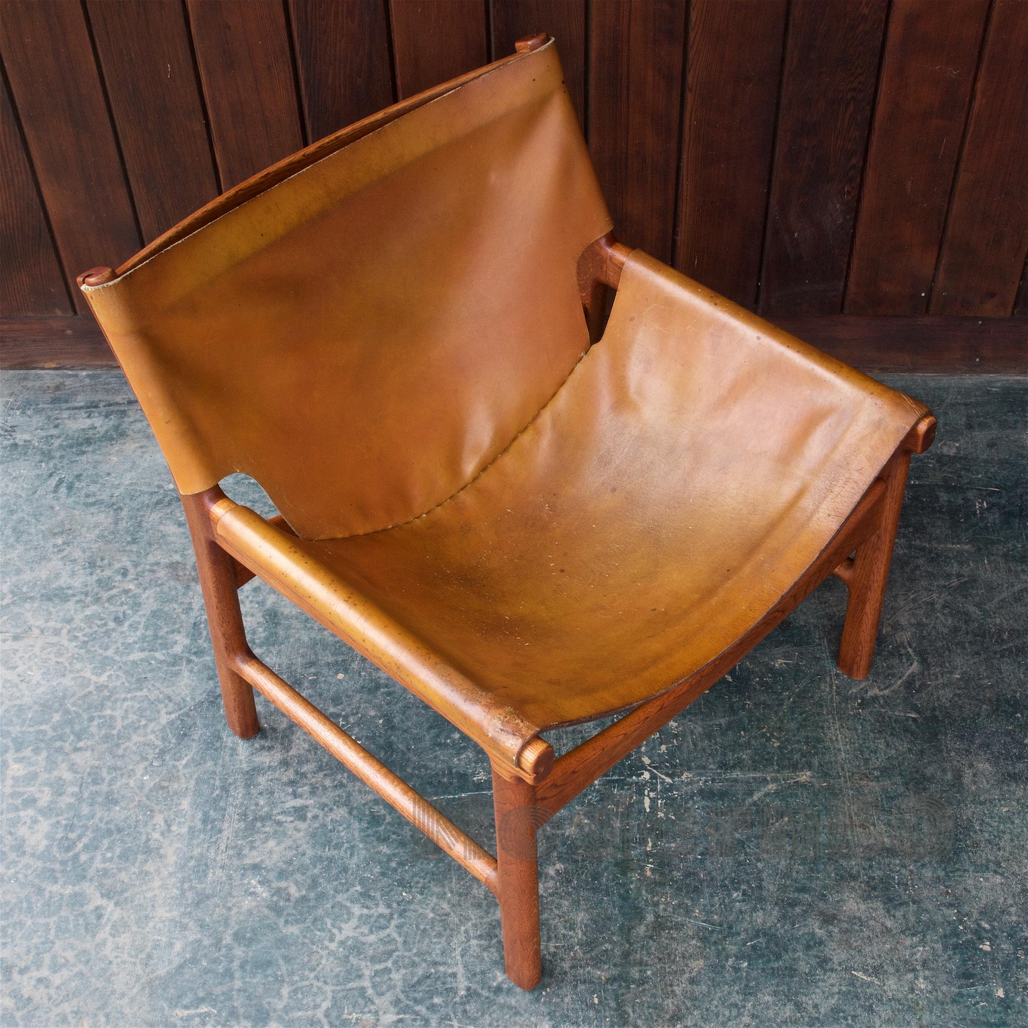 Scandinavian Modern Illum Wikkelso Nº 103 Leather Sling Chair