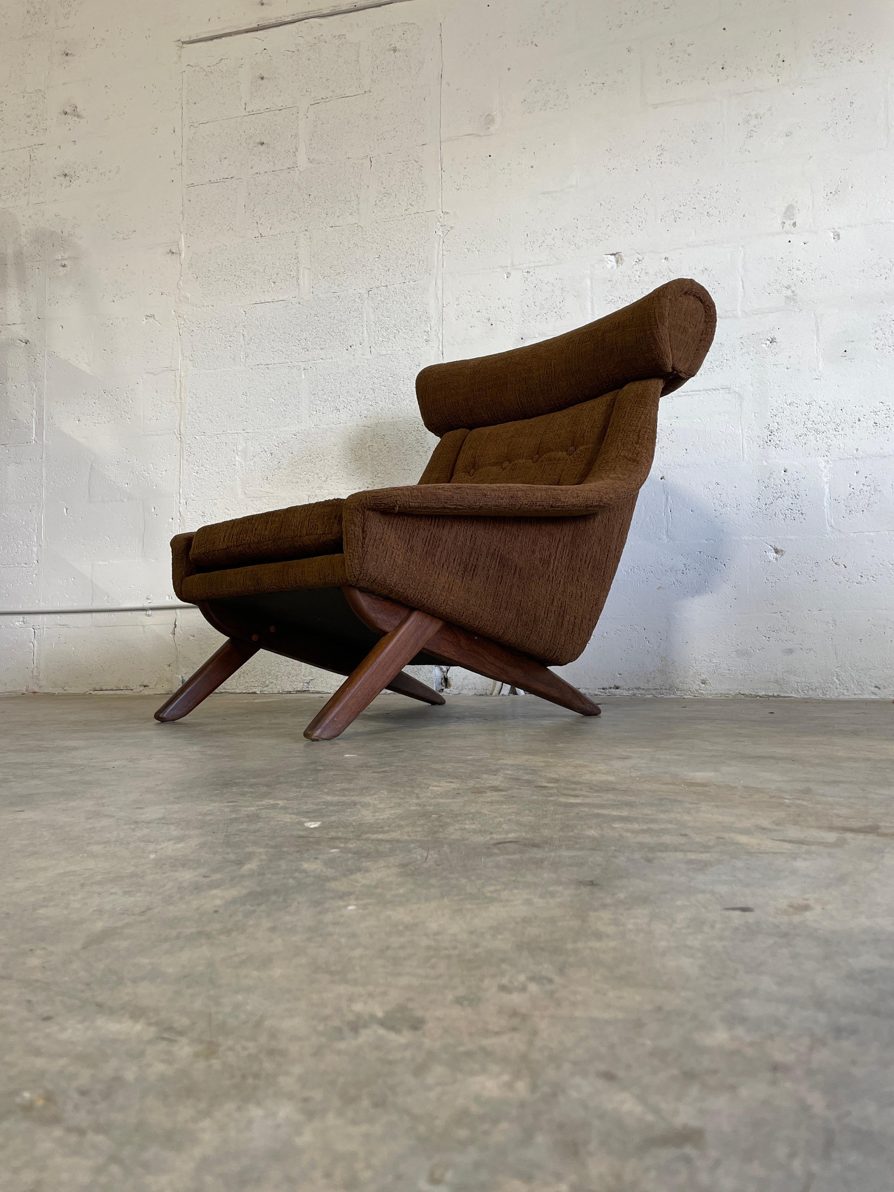 Fabric Illum Wikkelso Ox Lounge Highback Chair Danish Mid Century Modern For Sale