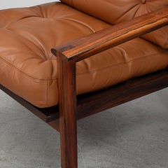 Illum Wikkelso pair of 'Capella' armchairs with pouf Denmark 1960