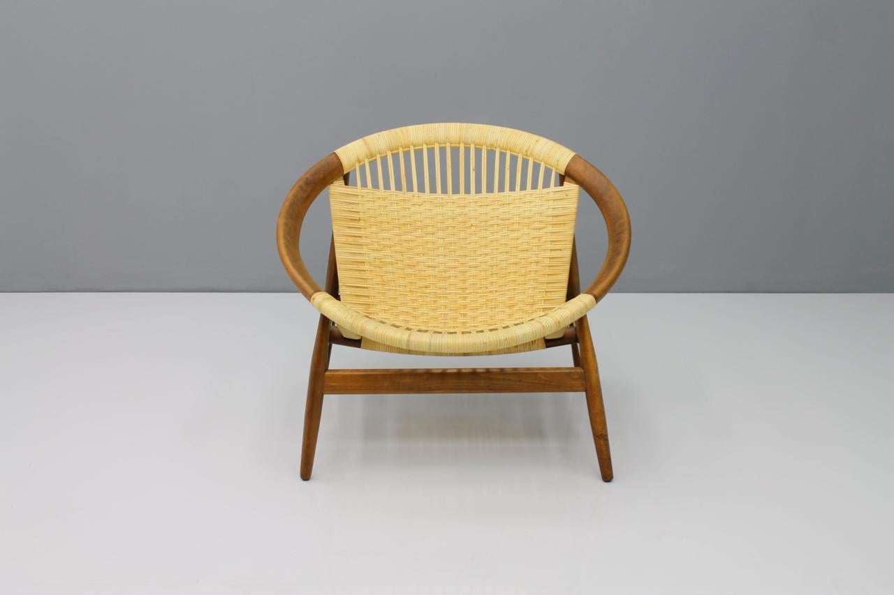 Illum Wikkelso Ringstol Lounge Chair by Niels Eilersen Denmark, 1950s In Good Condition In Frankfurt / Dreieich, DE