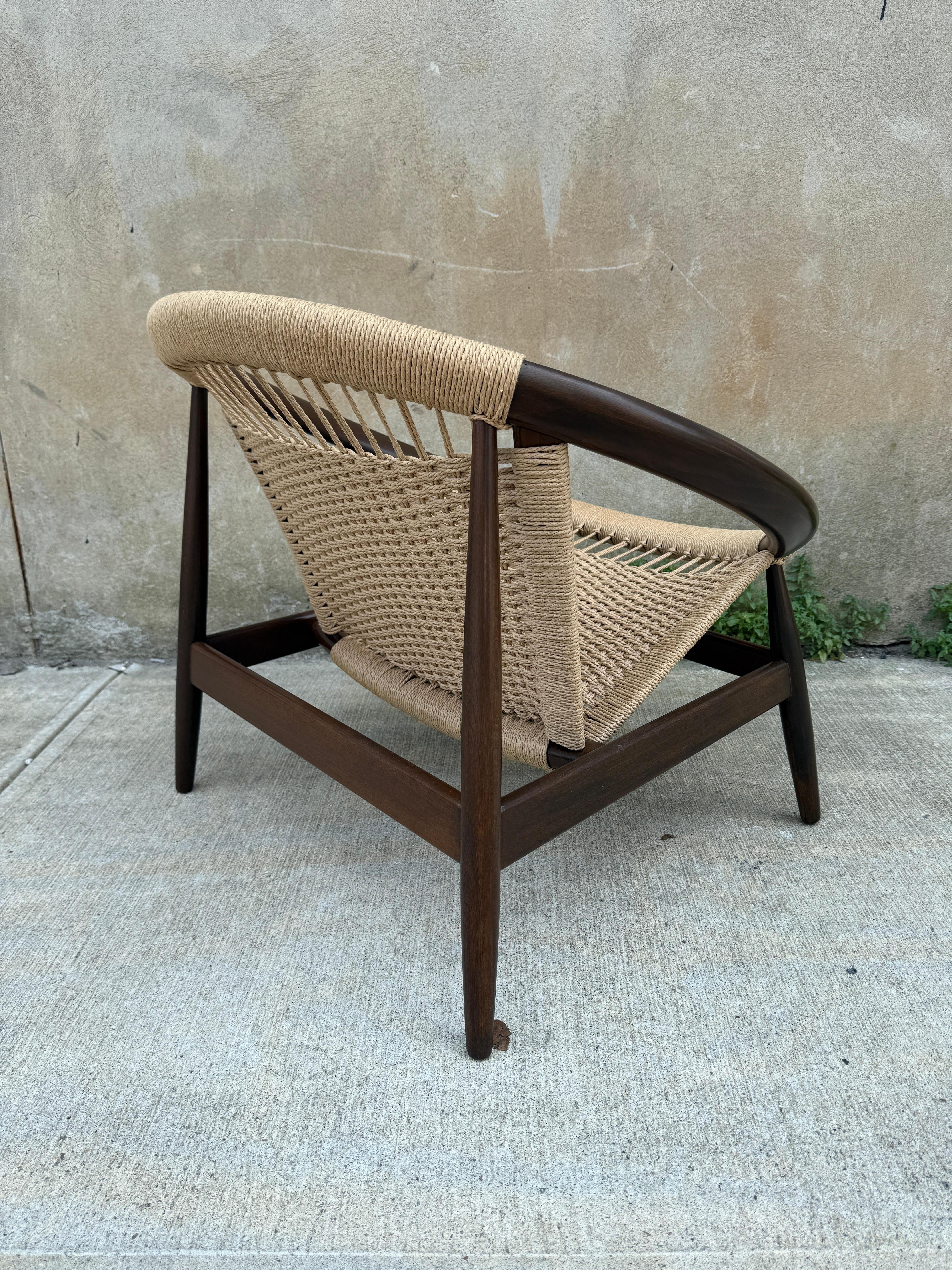 Corde Chaise longue Illum Wikkelso Ringstol entièrement restaurée en vente