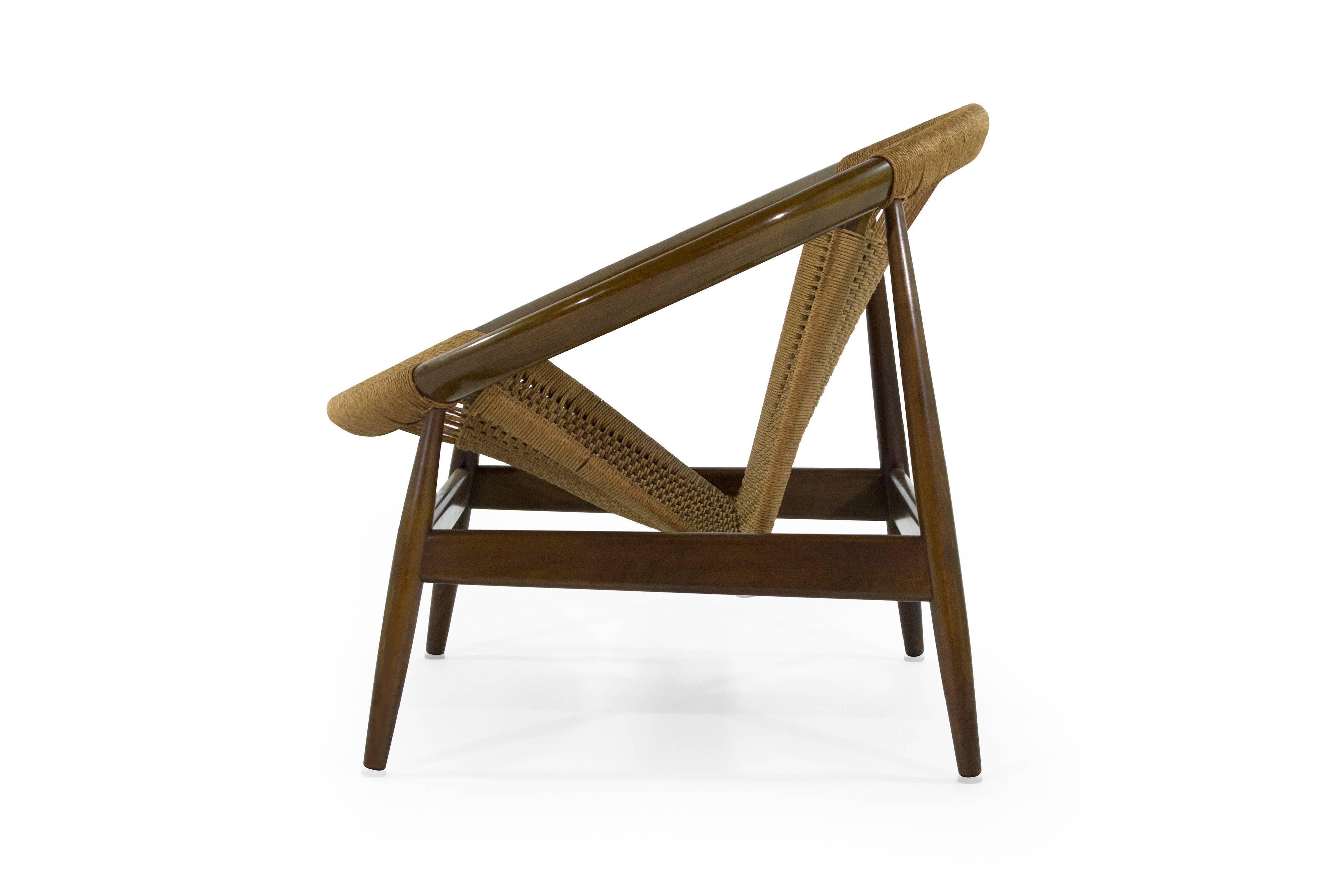 Scandinavian Modern Illum Wikkelso Ringstol Number 23 Teak and Woven Cord Ring Chair