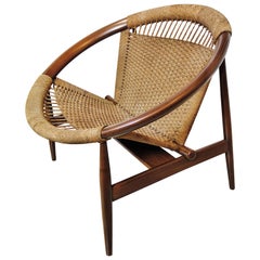 Illum Wikkelso Ringstol Teak and Woven Cord Ring Chair