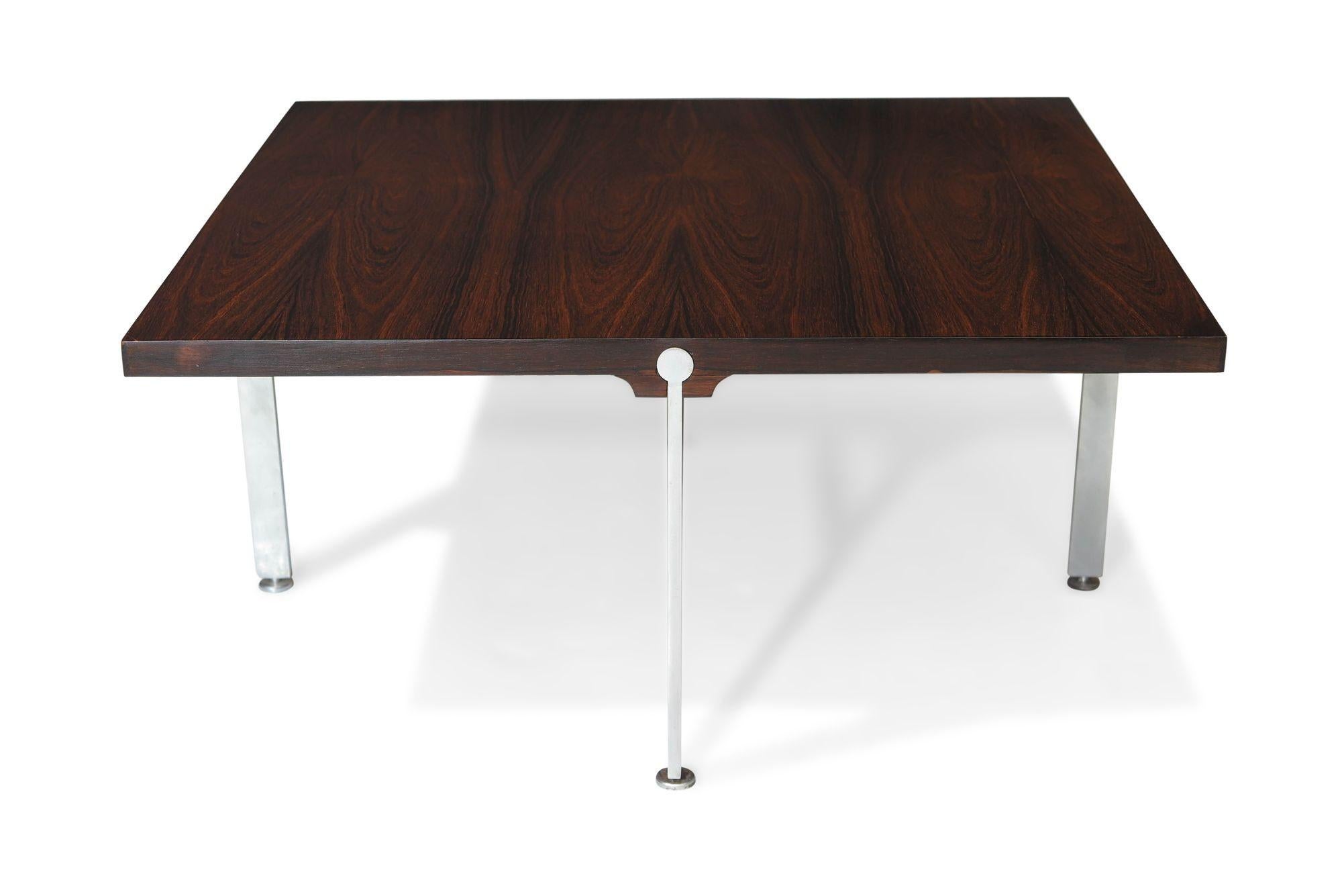 Scandinavian Modern Illum Wikkelso Rosewood and Steel Midcentury Danish Coffee Table For Sale