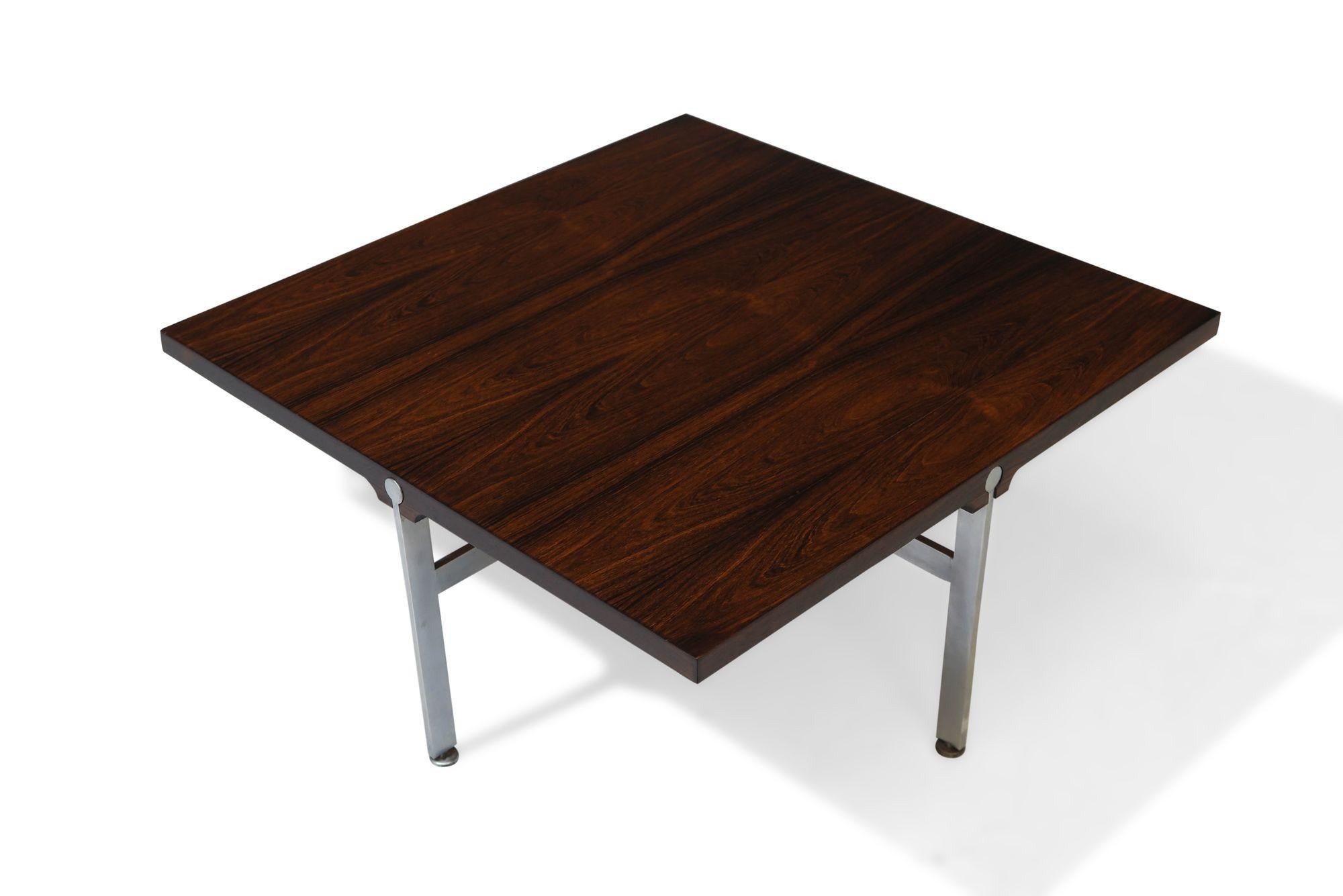 Oiled Illum Wikkelso Rosewood and Steel Midcentury Danish Coffee Table For Sale