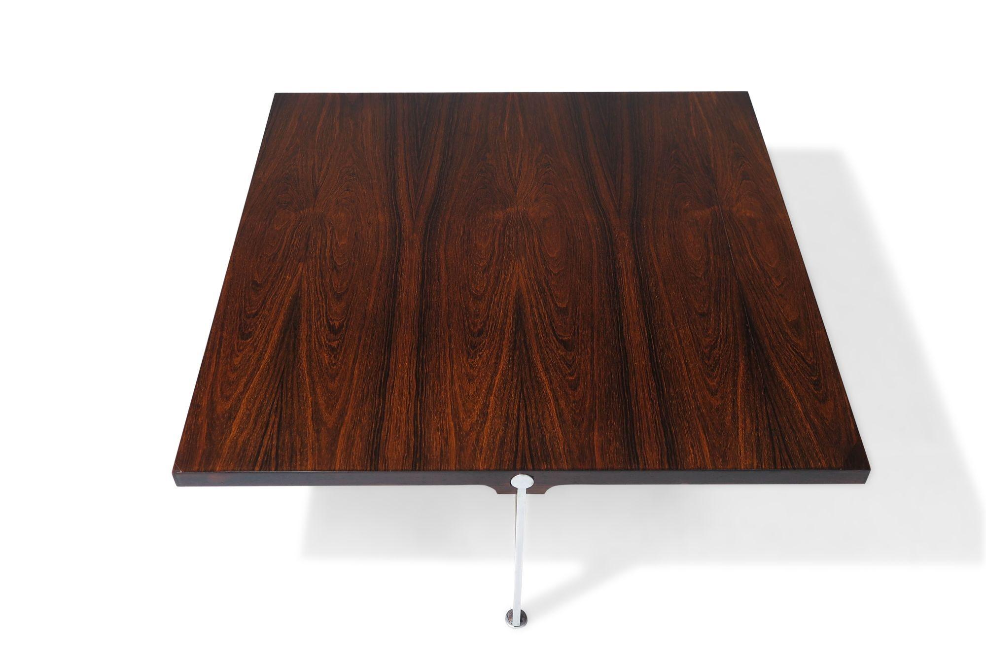 Illum Wikkelso Rosewood and Steel Midcentury Danish Coffee Table For Sale 1