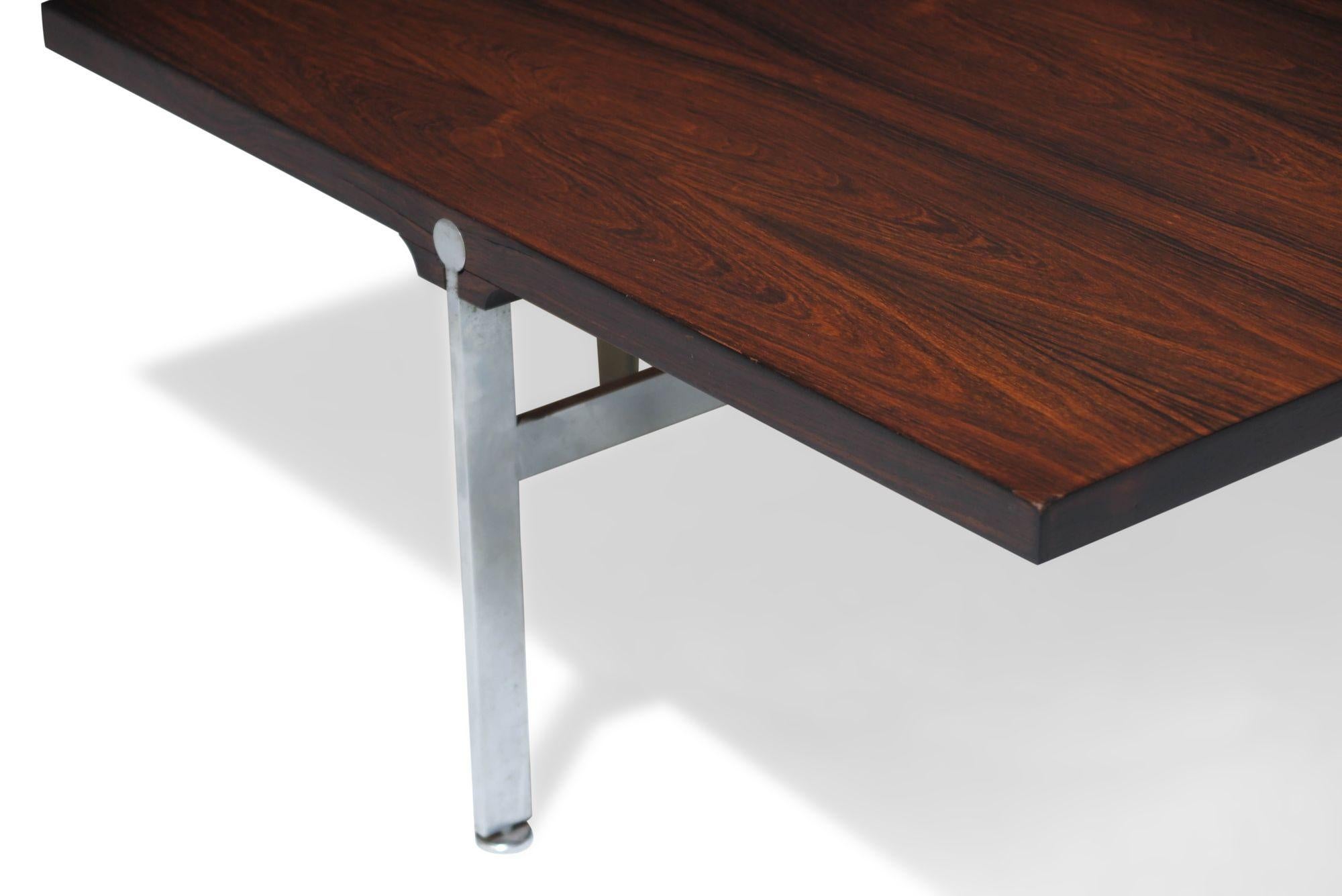 Illum Wikkelso Rosewood and Steel Midcentury Danish Coffee Table For Sale 2