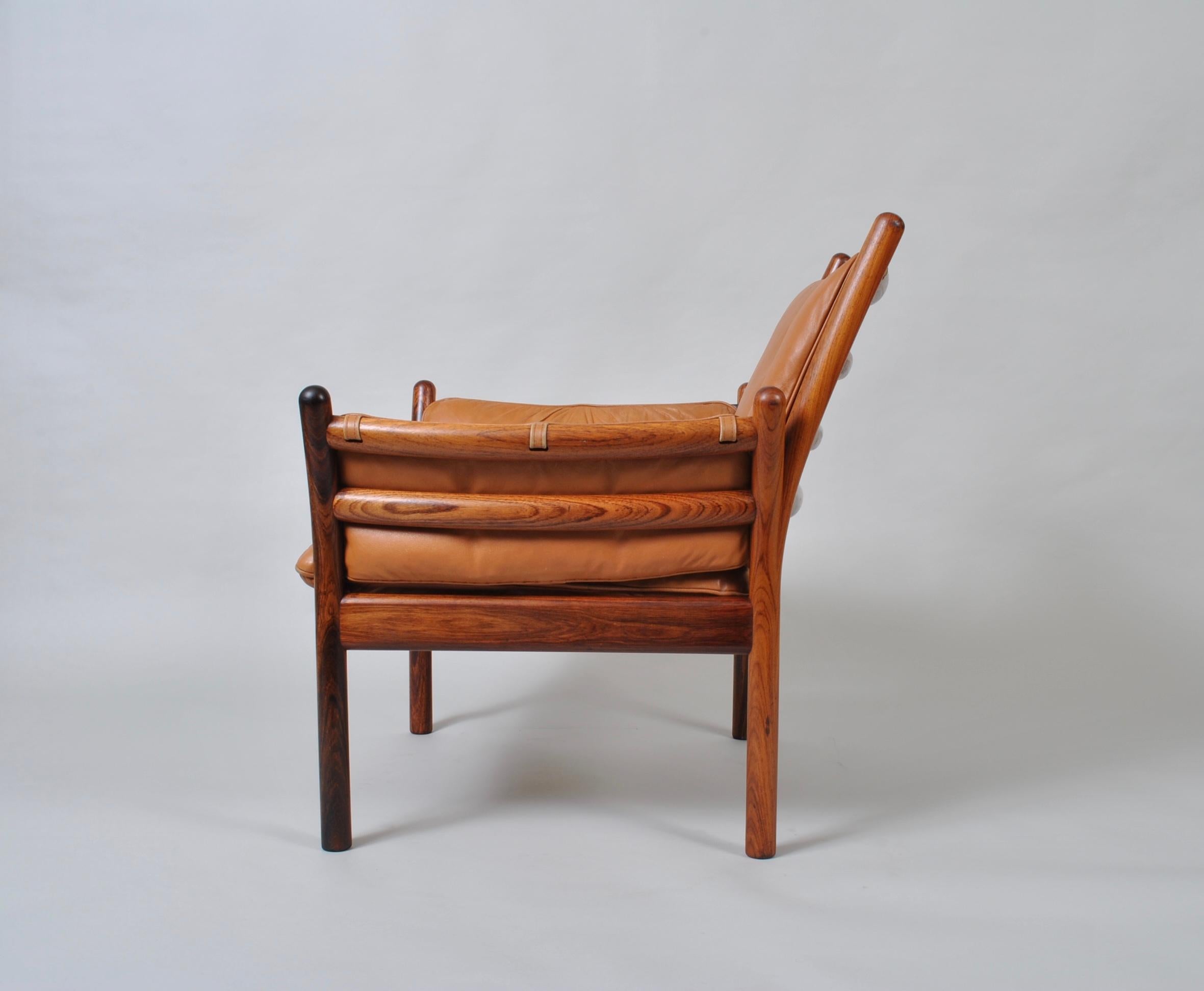 Illum Wikkelso, Rosewood and Leather, Lounge Chair In Good Condition In London, GB