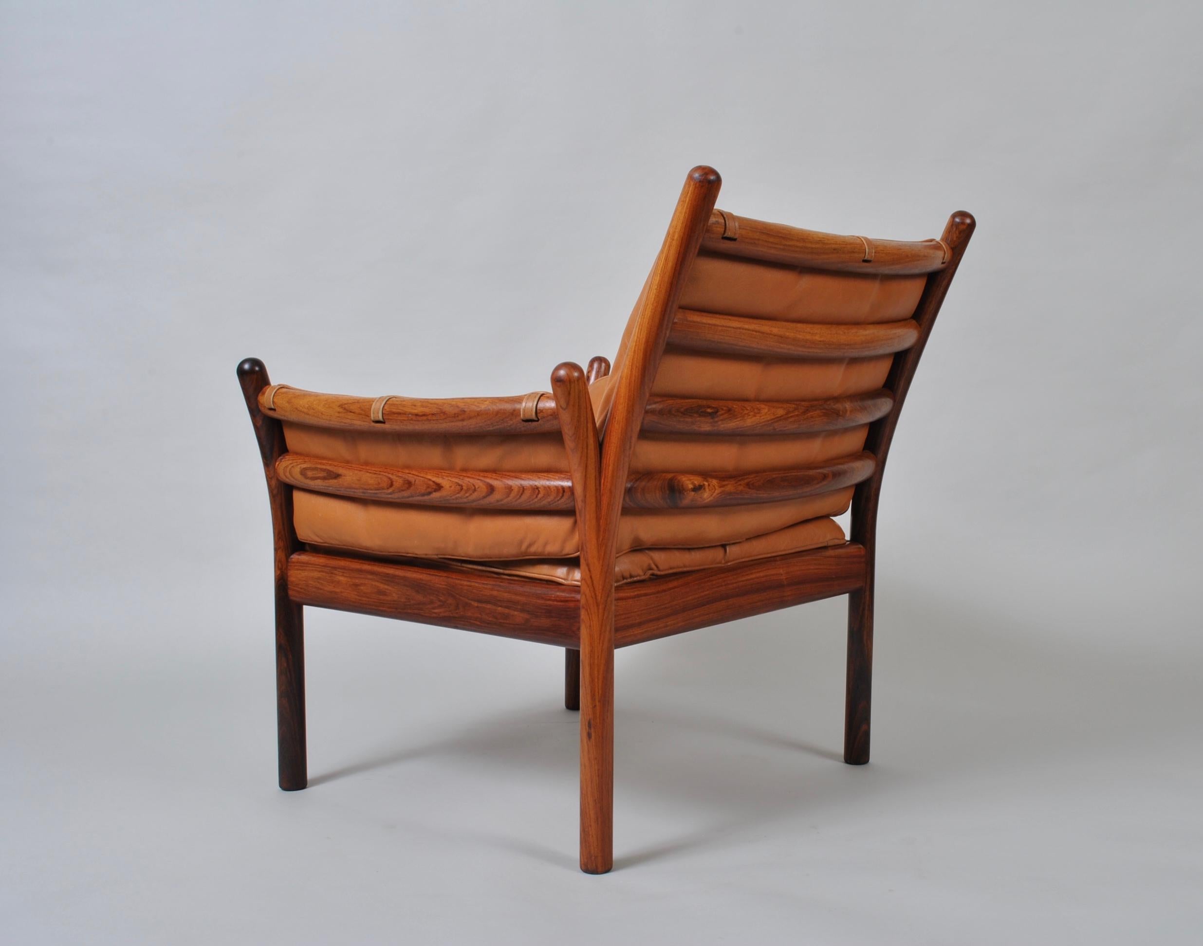 20th Century Illum Wikkelso, Rosewood and Leather, Lounge Chair