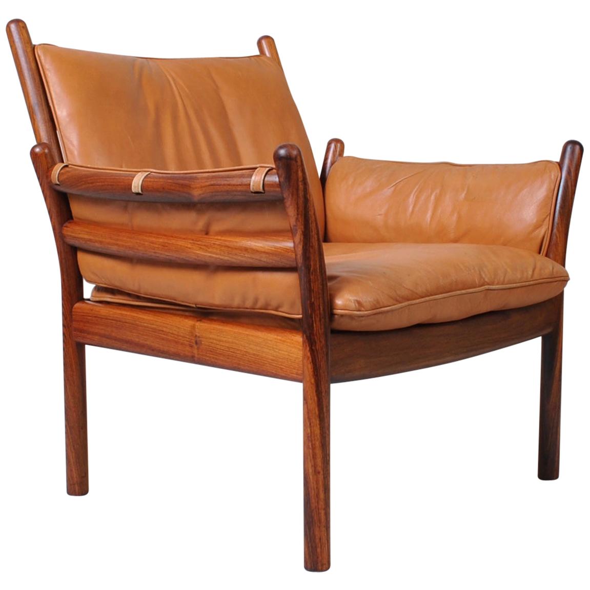 Illum Wikkelso, Rosewood and Leather, Lounge Chair