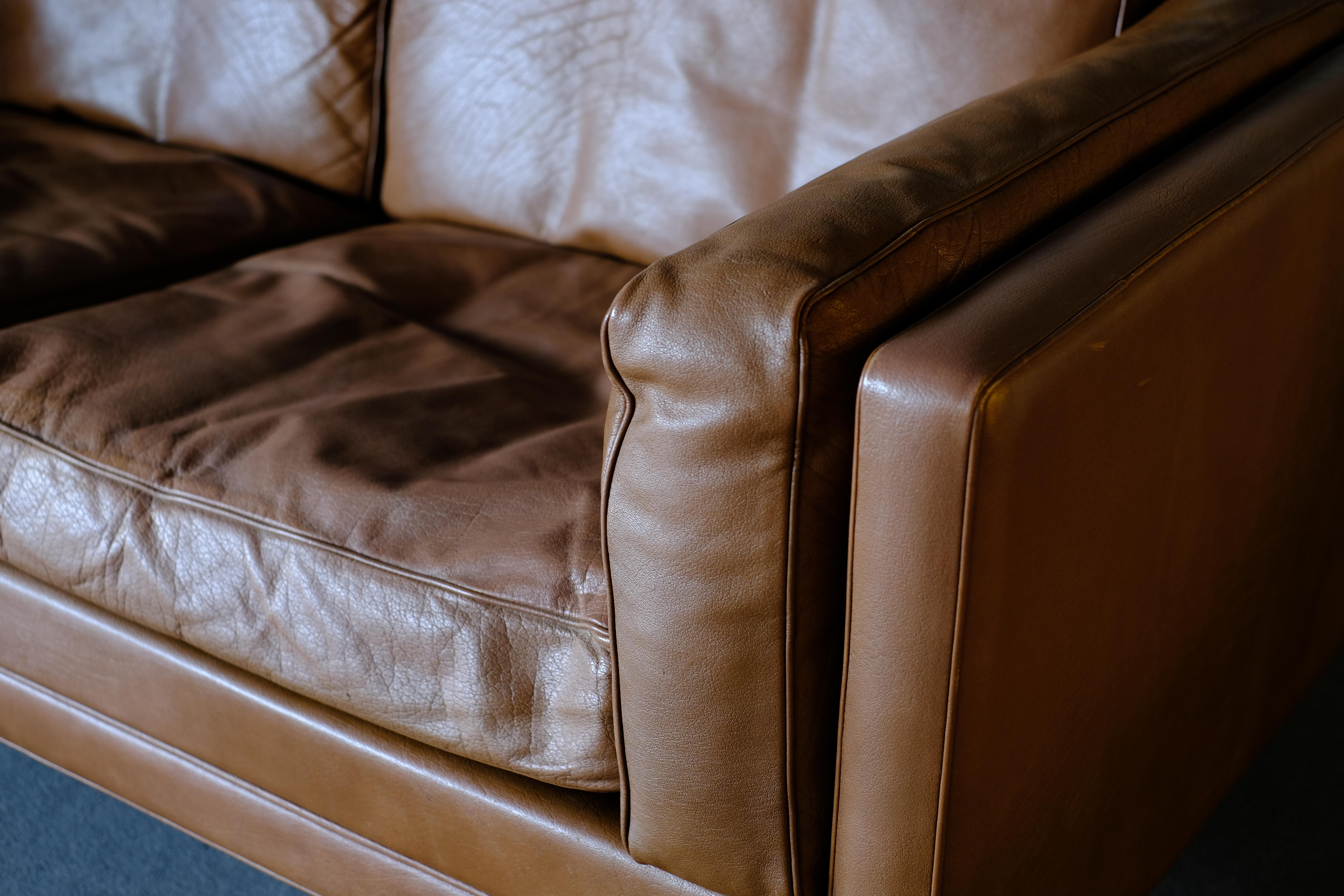 Leather Illum Wikkelso Sofa by Holgar Christensen For Sale