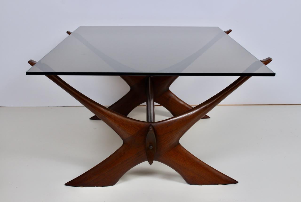 Illum Wikkelso Teak and Smoked Glass Large Coffee Table, 1960s For Sale 6