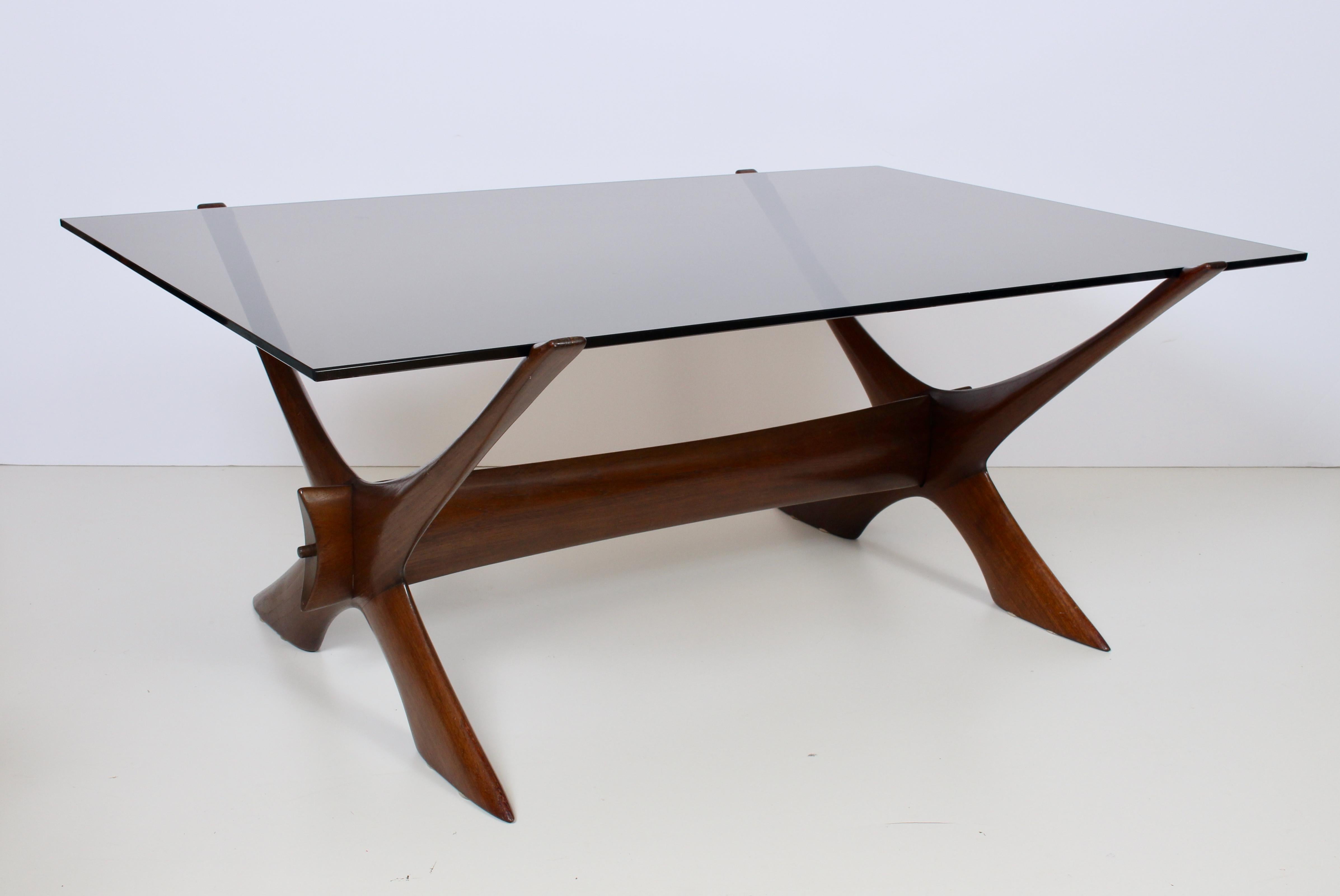 Illum Wikkelso Teak and Smoked Glass Large Coffee Table, 1960s For Sale 7