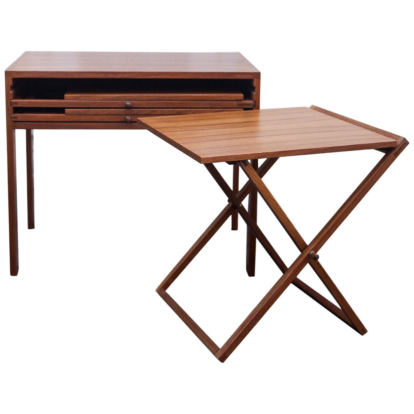 Illum Wikkelso Teak Folding Table, 1960s For Sale