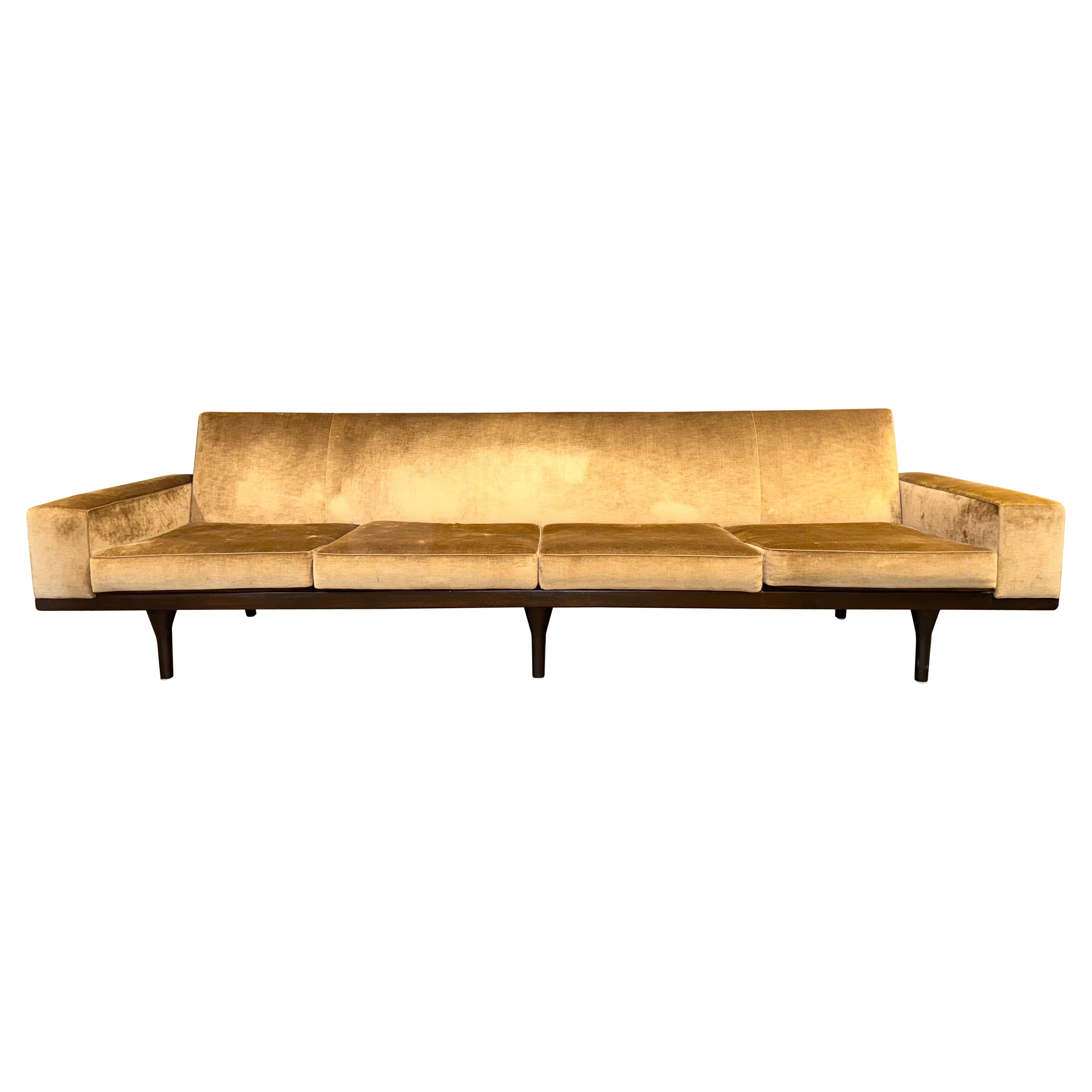 Illum Wikkelso Teak & Velvet Sofa For Sale