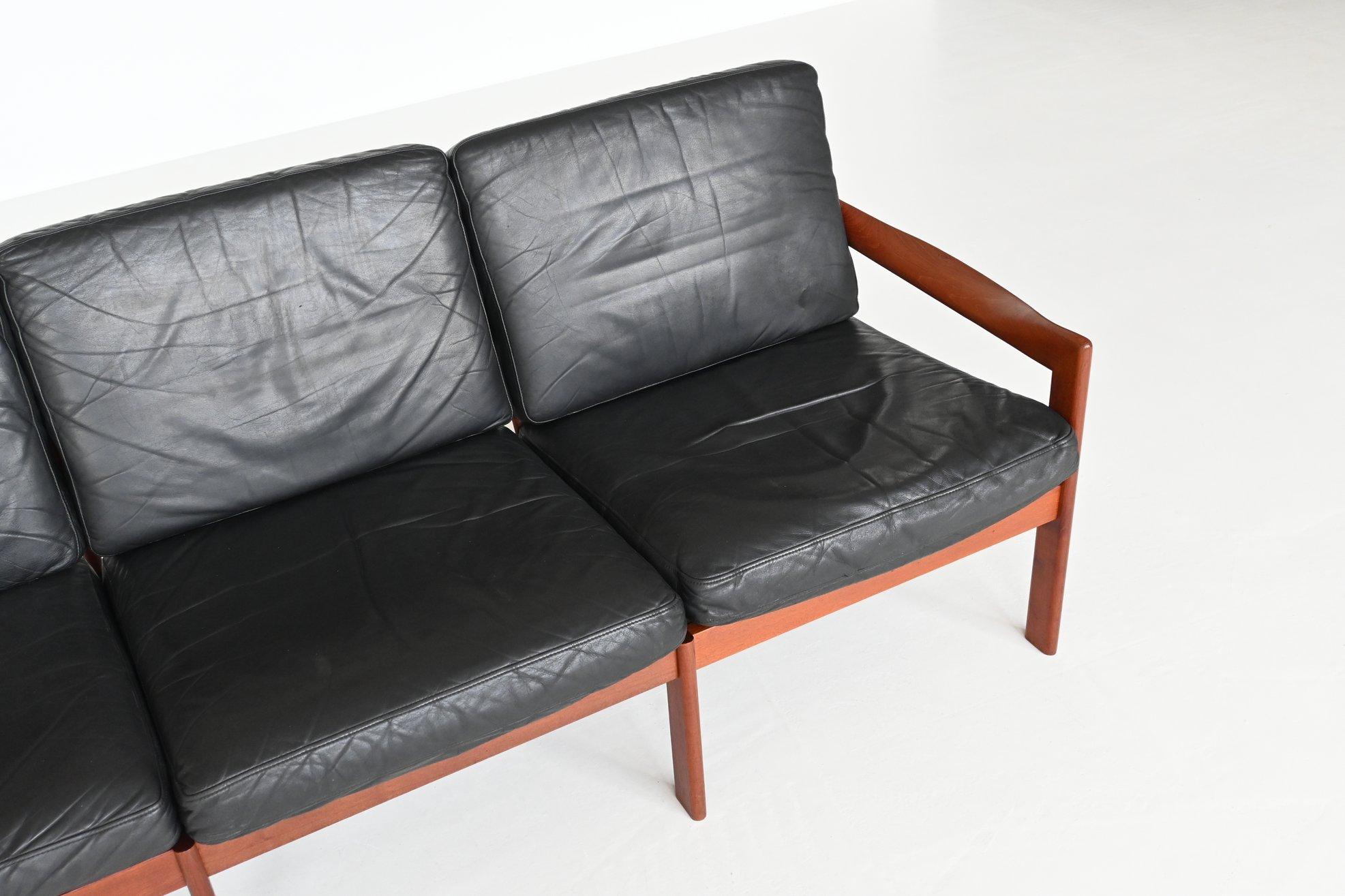 Mid-Century Modern Illum Wikkelso three-seat sofa Niels Eilersen Denmark 1962