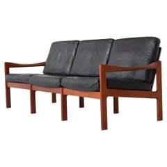 Vintage Illum Wikkelso three-seat sofa Niels Eilersen Denmark 1962