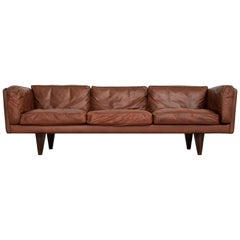 Illum Wikkelso Three-Seat Sofa 'V11' in Brown Leather