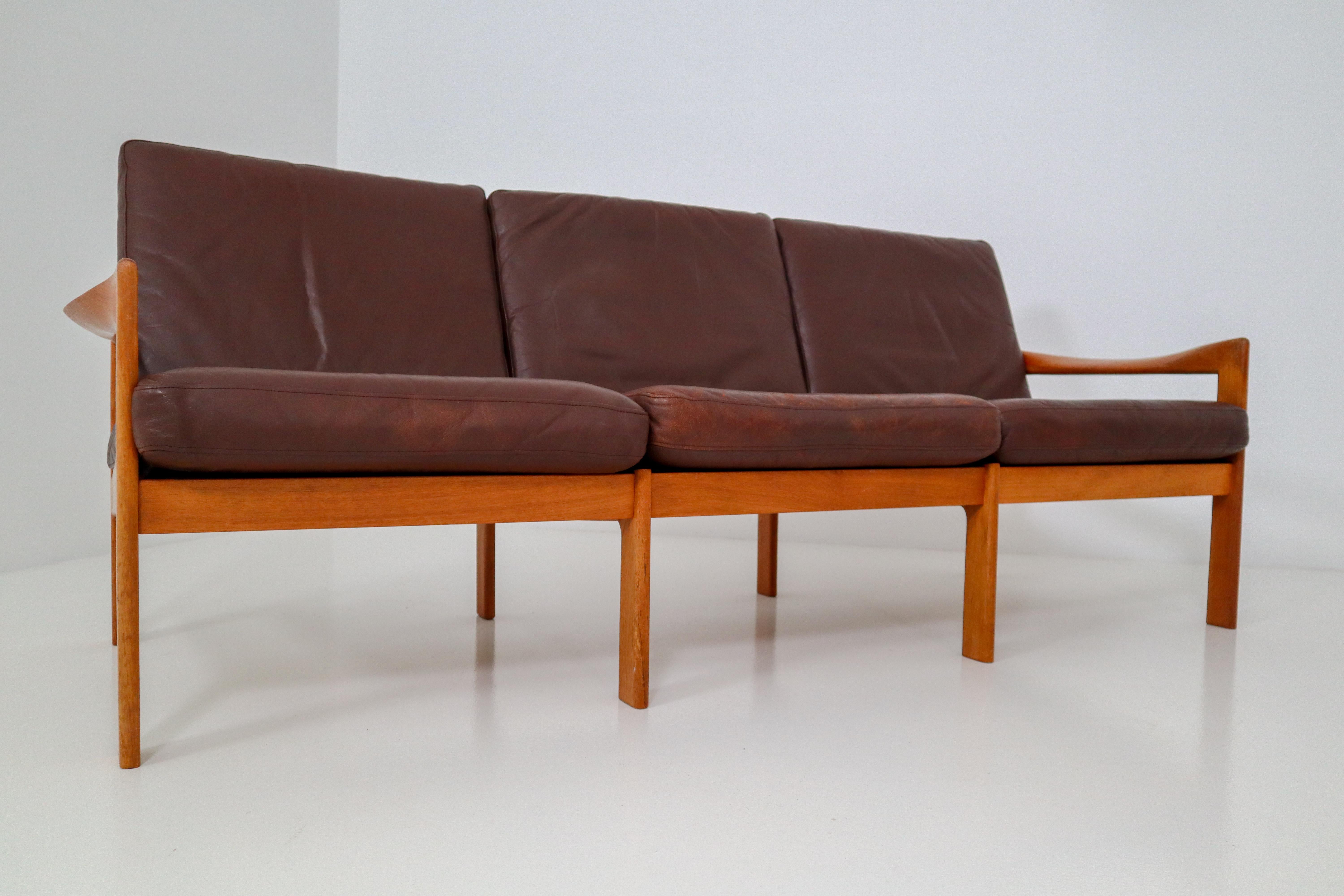 Scandinavian Modern Illum Wikkelso Three-Seat Teak Sofa, Danish, 1960s, Produced by Eilersen