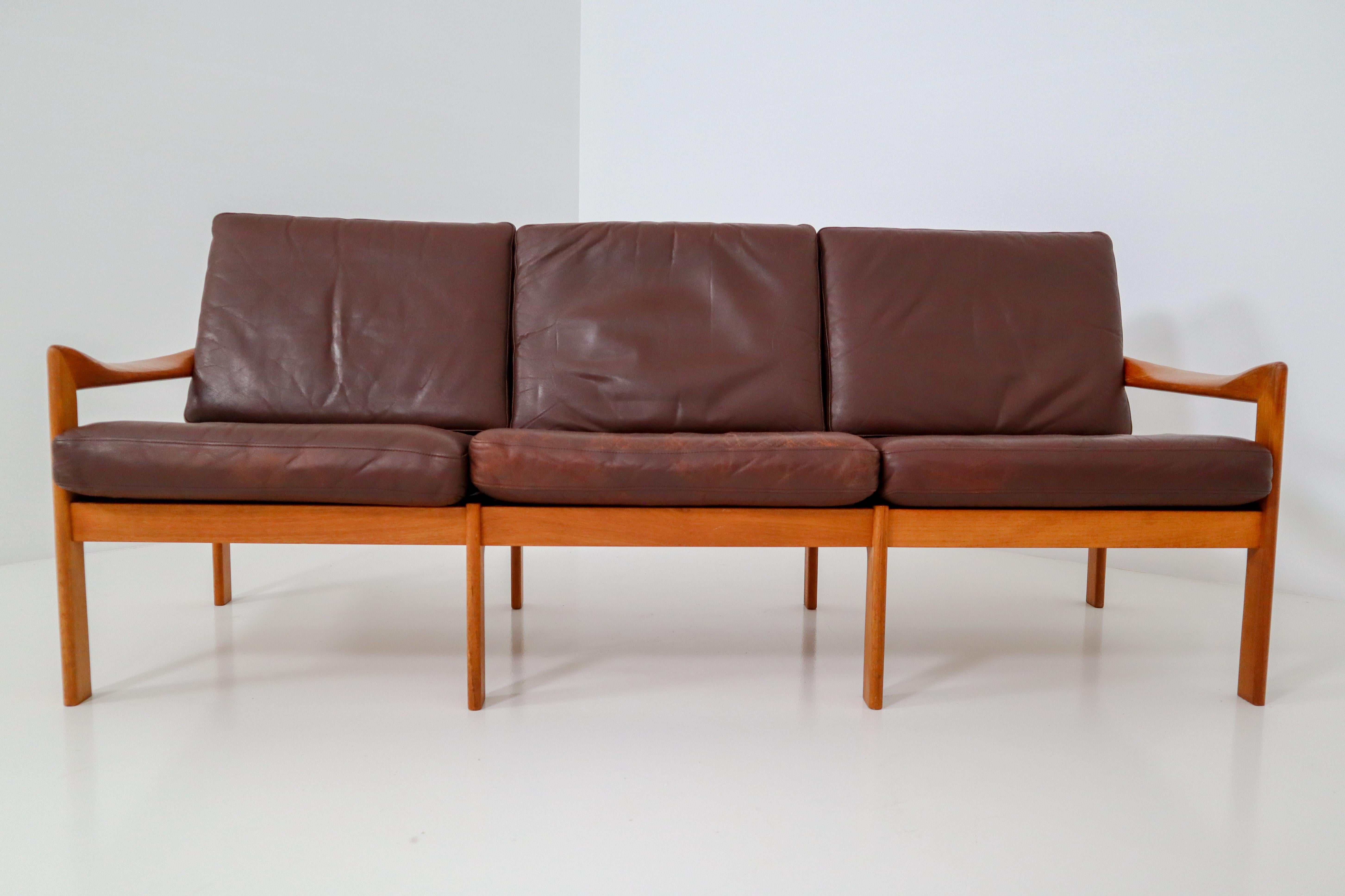 Scandinavian Modern Illum Wikkelso Three-Seat Teak Sofa, Danish, 1960s, Produced by Eilersen