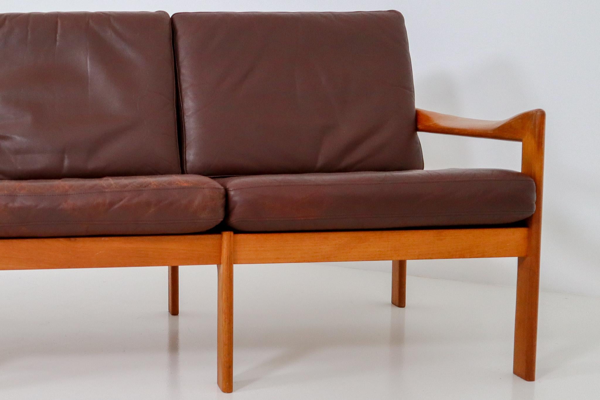 Mid-20th Century Illum Wikkelso Three-Seat Teak Sofa, Danish, 1960s, Produced by Eilersen