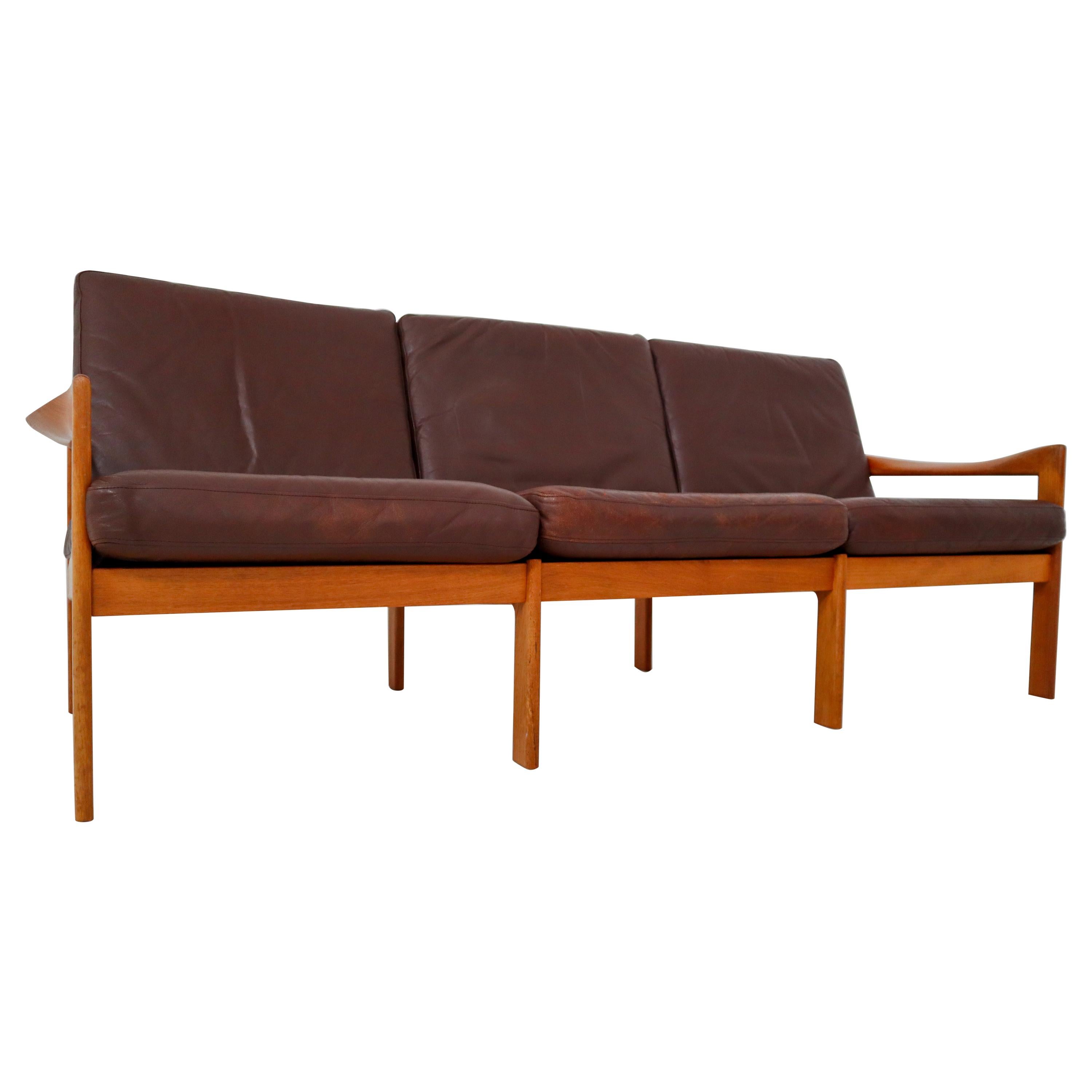 Illum Wikkelso Three-Seat Teak Sofa, Danish, 1960s, Produced by Eilersen