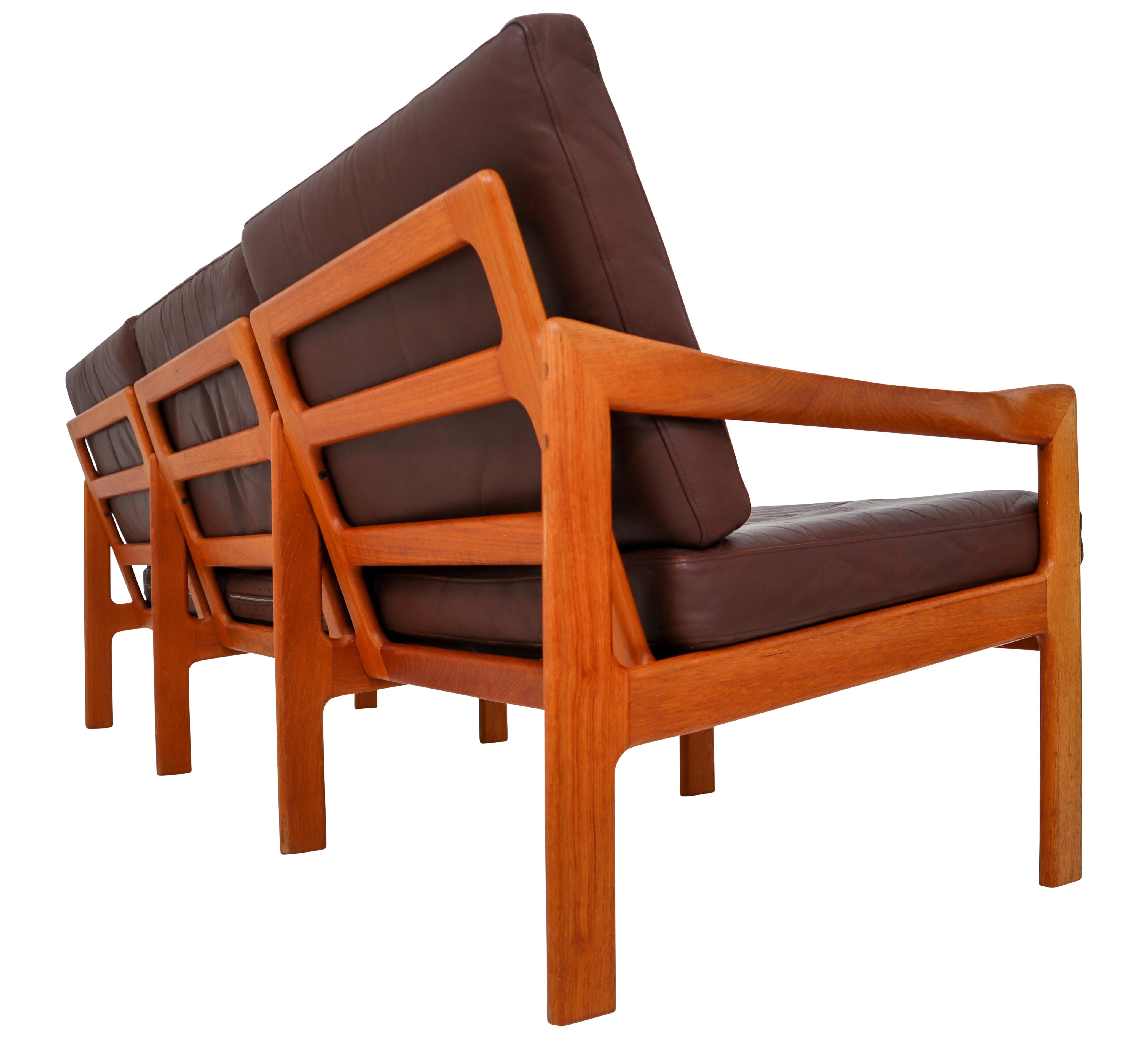 Illum Wikkelso Three-Seat Teak Sofa, Danish, 1960s, Produced by Eilersen