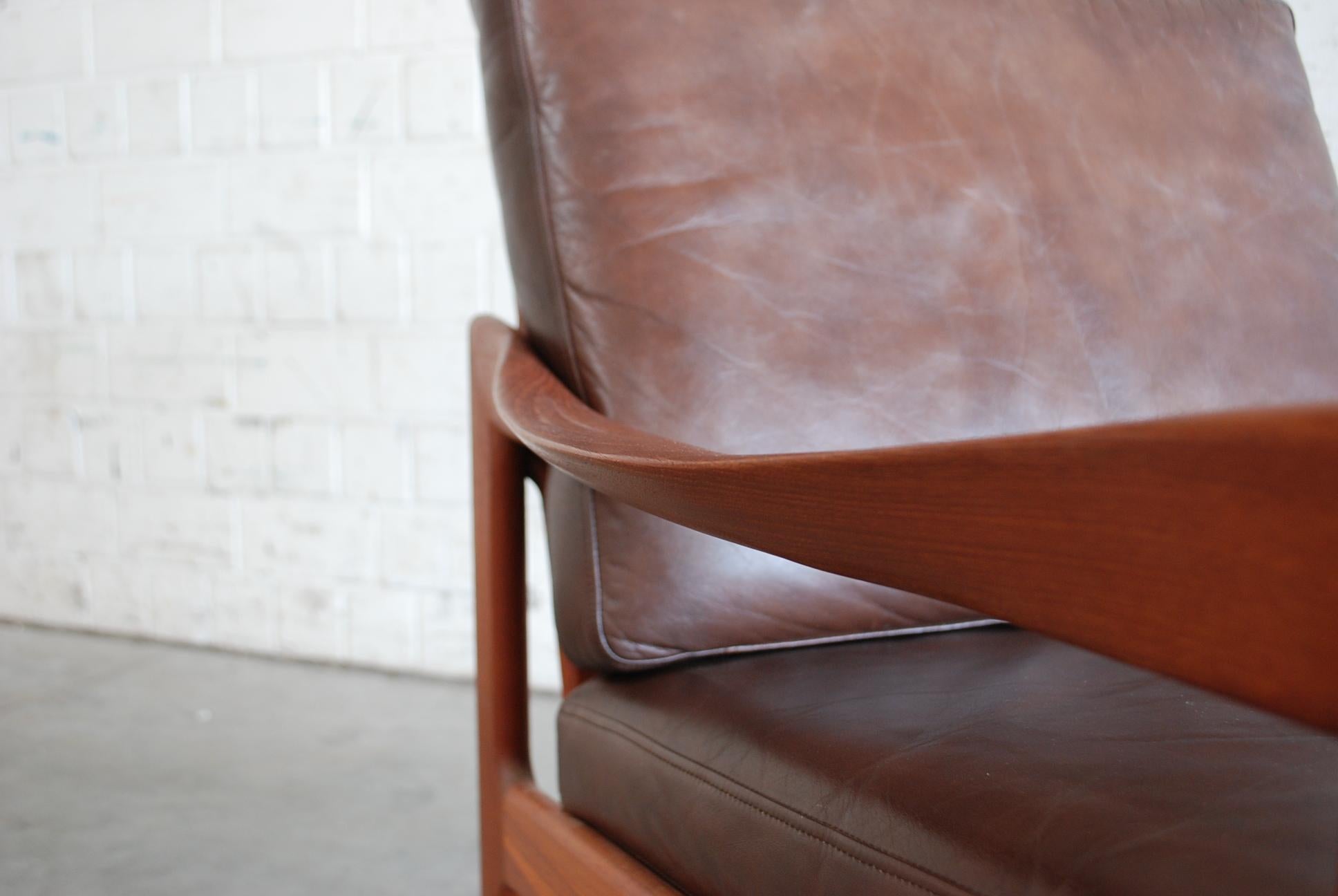 Illum Wikkelsø Leather Armchair Chair Brown Niels Eilersen For Sale 3