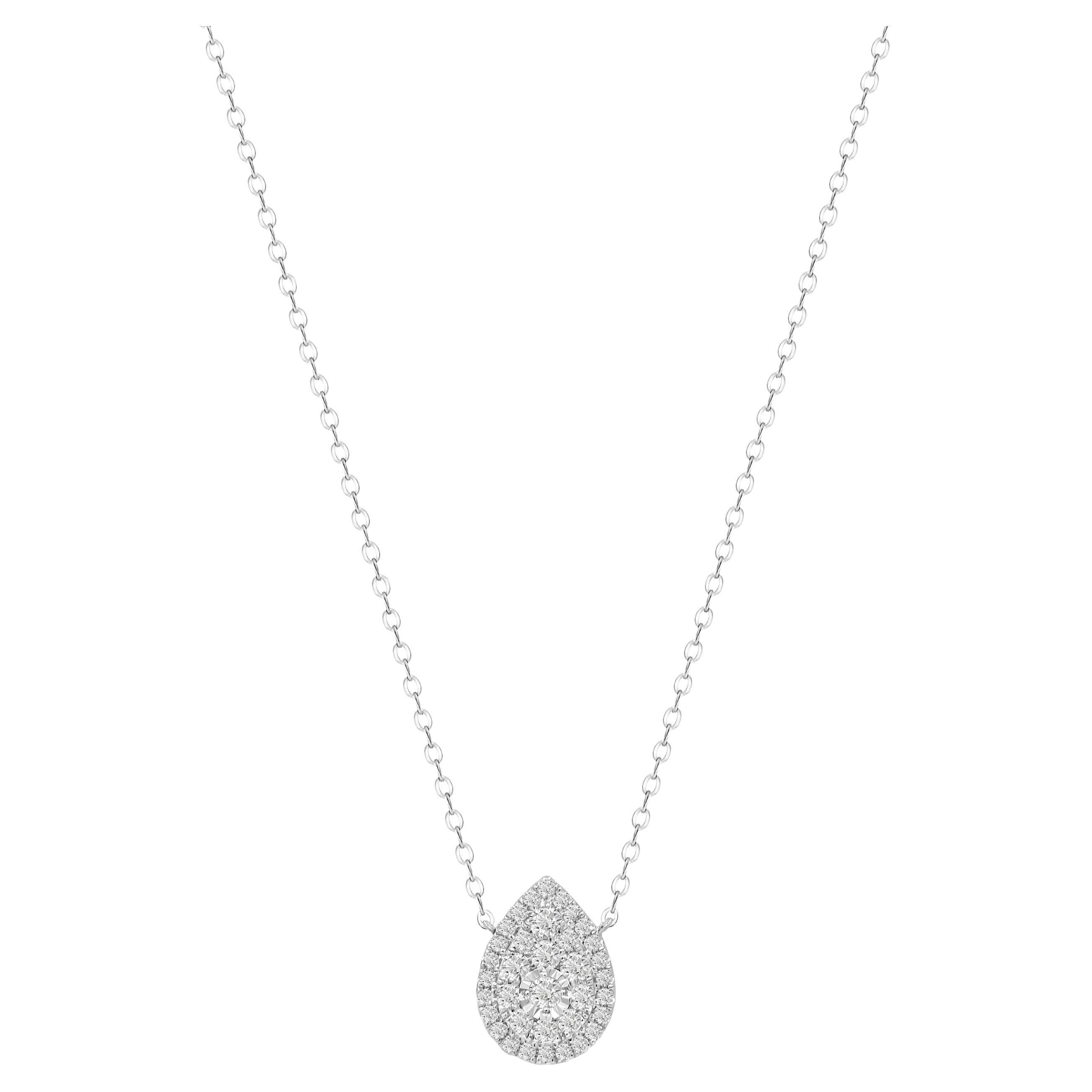 Illuminate Pear Double Halo Necklace Carat TW by Rupali Adani Fine Jewellery For Sale