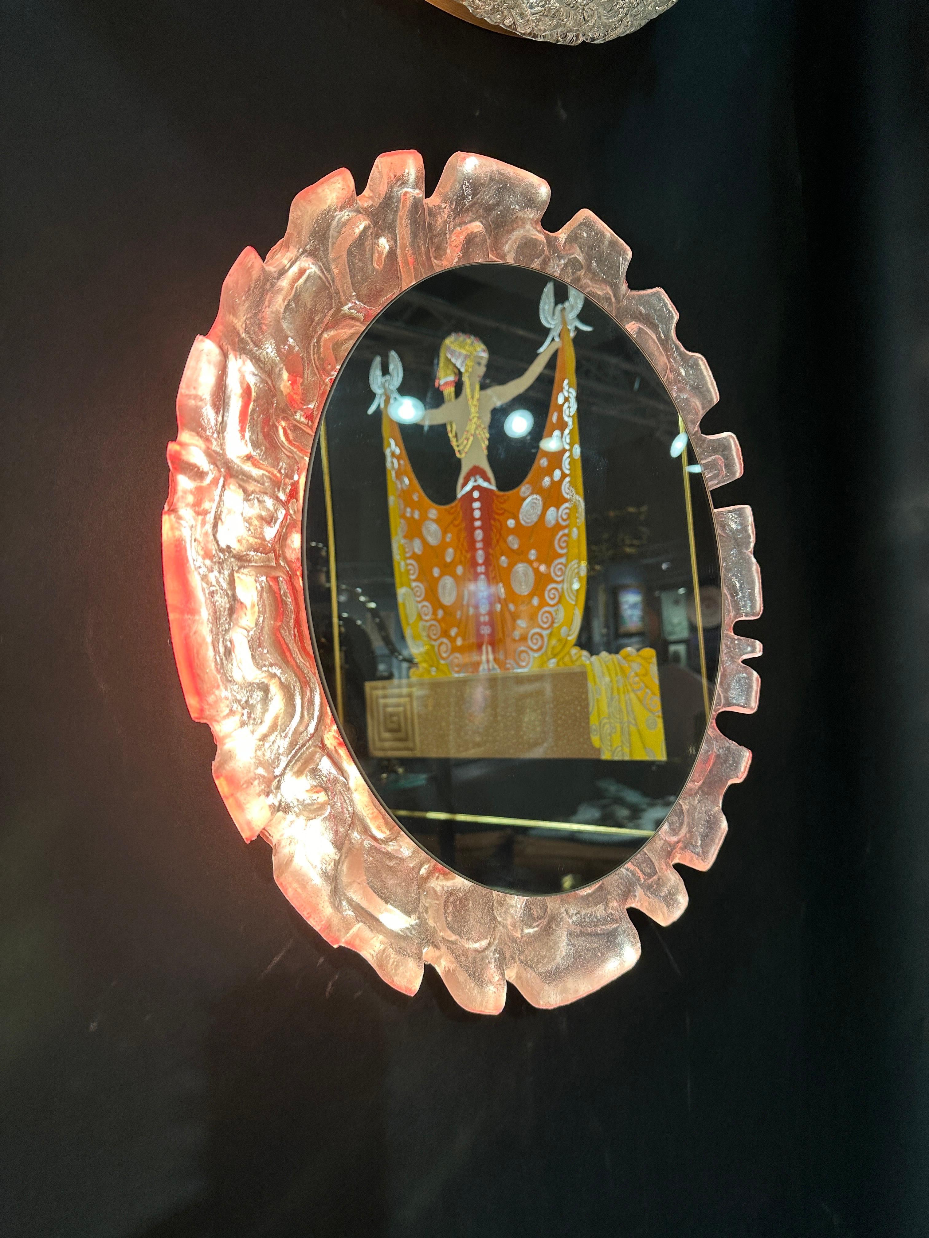 Late 20th Century Illuminated Acrylic Vanity Mirror For Sale