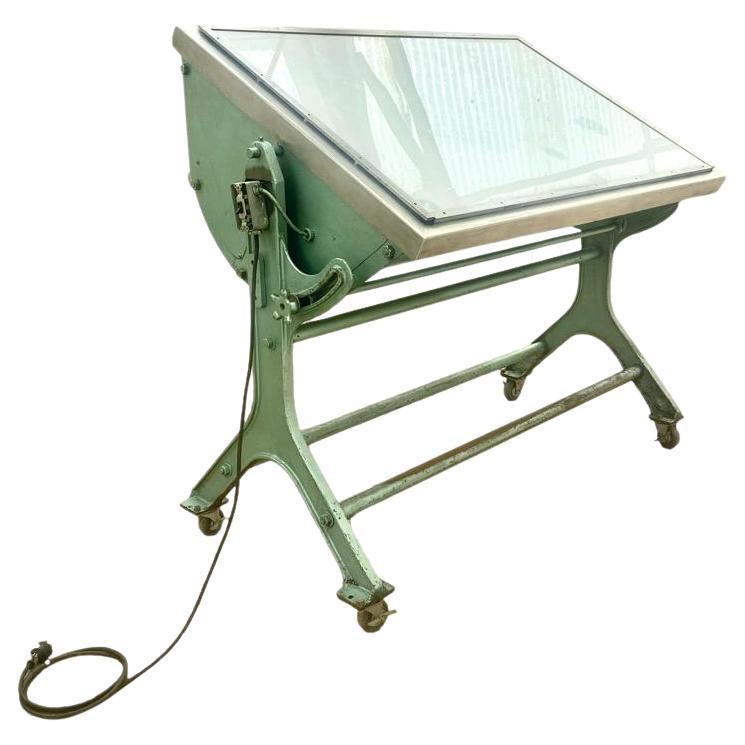 Illuminated Adjustable Drafting Table, 1950s USA For Sale