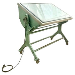 Antique Illuminated Adjustable Drafting Table, 1950s USA