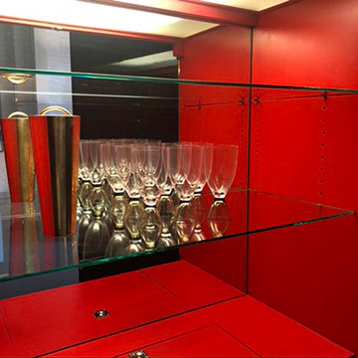 Lacquered Illuminated Bar Cabinet