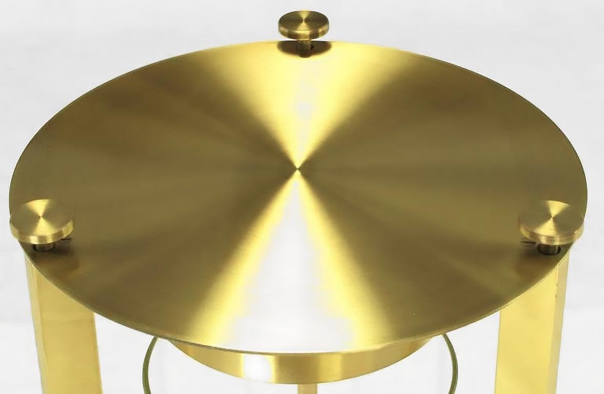 Mid-20th Century Illuminated Brass and Glass Cylindrical End Table, Dorothy Thorpe, Attributed