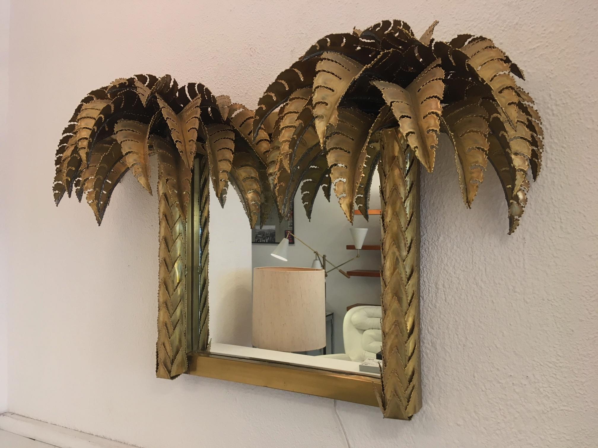 Illuminated Brass Palm Tree Mirror 1