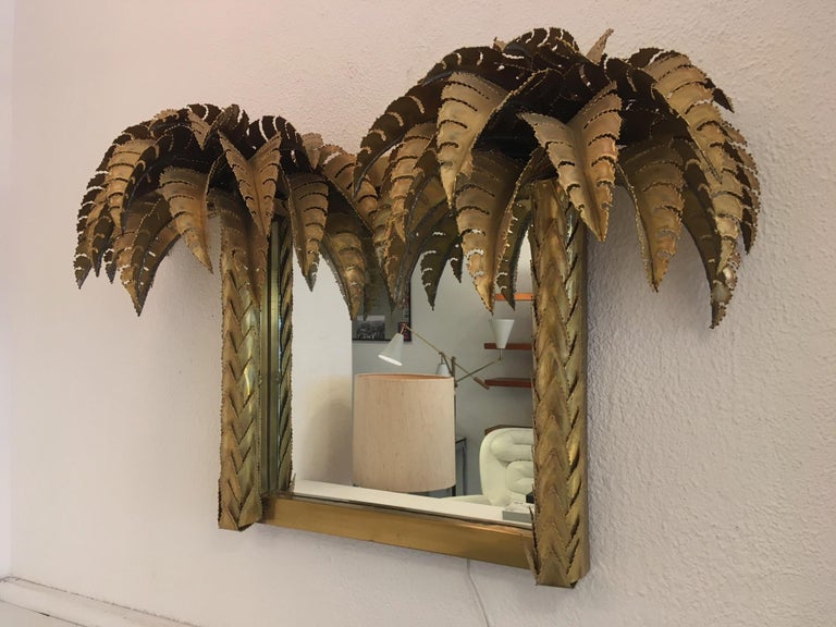 Illuminated Brass Palm Tree Mirror at 1stDibs palm tree mirrors