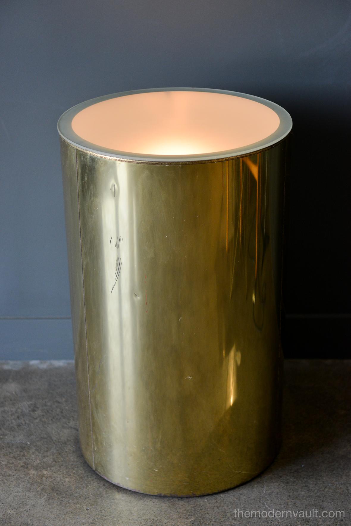 Mid-Century Modern Illuminated Brass Pedestal Stand by Curtis Jere for Artisan House, circa 1980