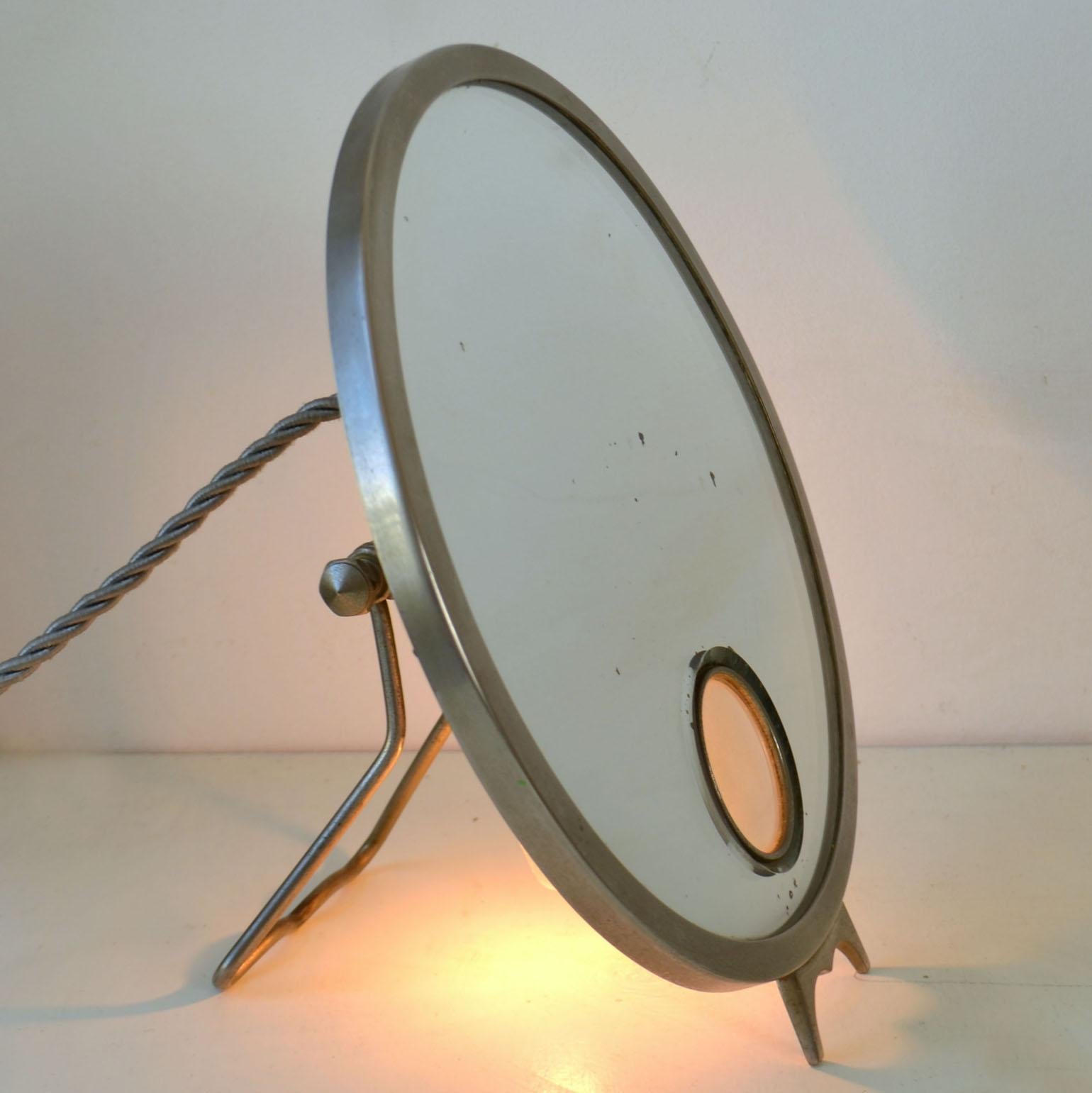 Art Deco Illuminated Brot Mirophar Table Mirror, France, 1920's For Sale