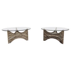 Illuminated Brutalist Coffee Tables, Set of 2, 1970s