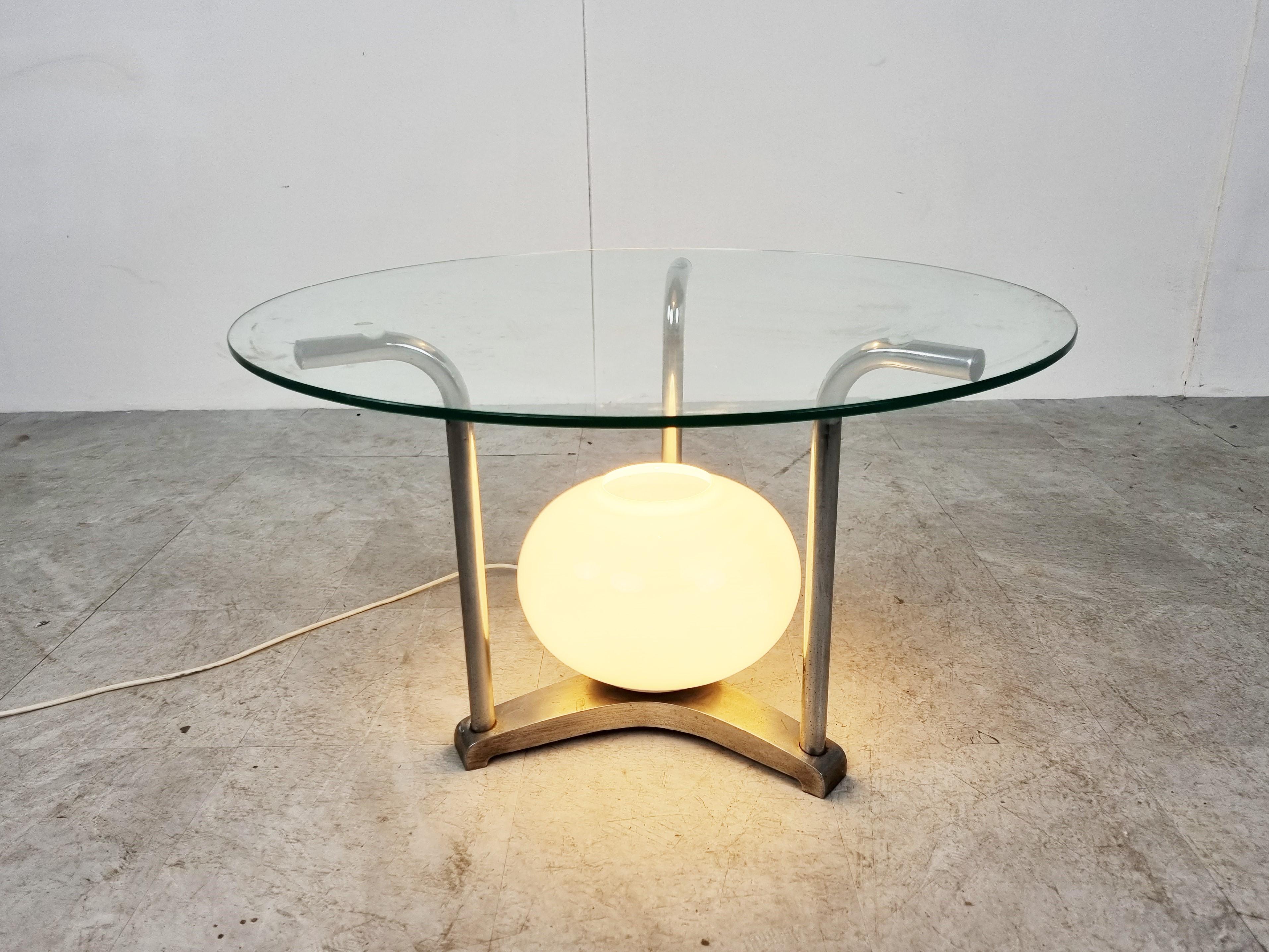 Illuminated Chrome Coffee Table, 1970s In Good Condition For Sale In HEVERLEE, BE