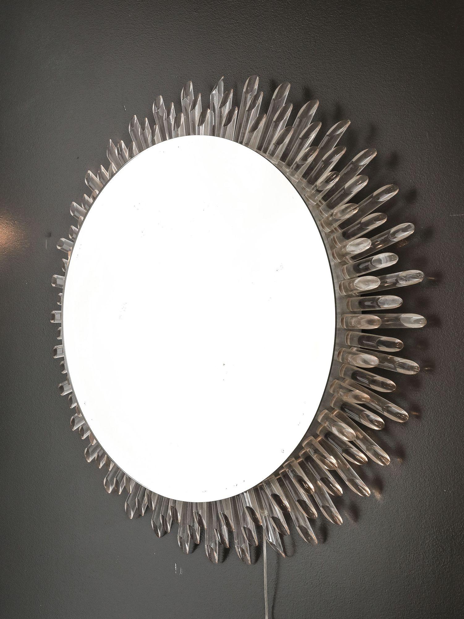 Illuminated Circular Sunburst Mirror For Sale 2