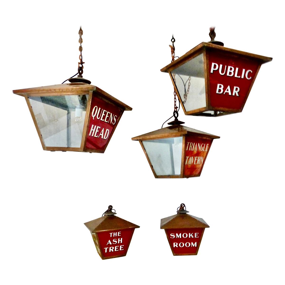 Illuminated Copper Tavern Signs from England, circa 1920